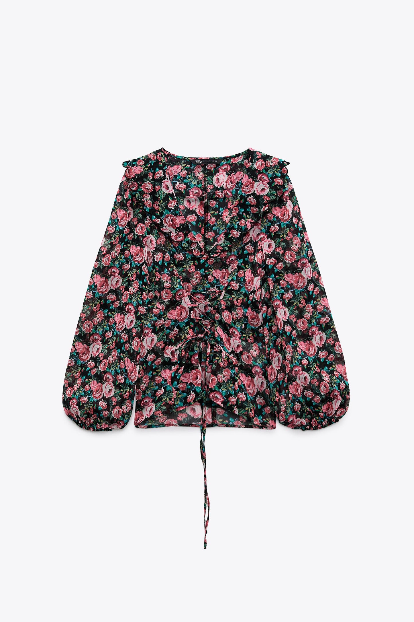 Zara semi sheer blouse with adjustable tie on front. Sz XS.