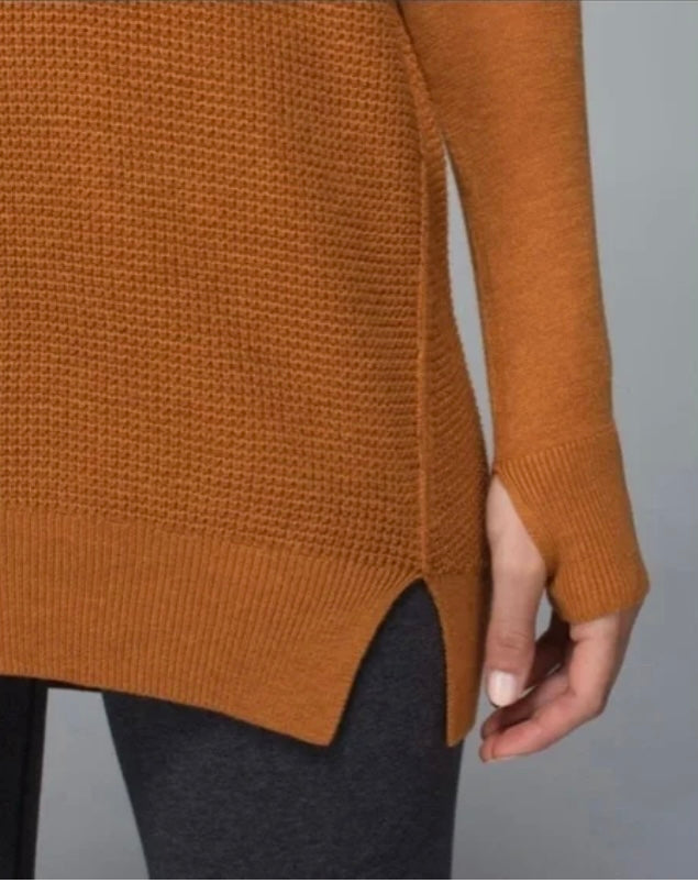 Lululemon ‘The Sweater Life’ V-Neck Bamboo / Cashmere in Heathered Spicy Pumpkin sz 4-6