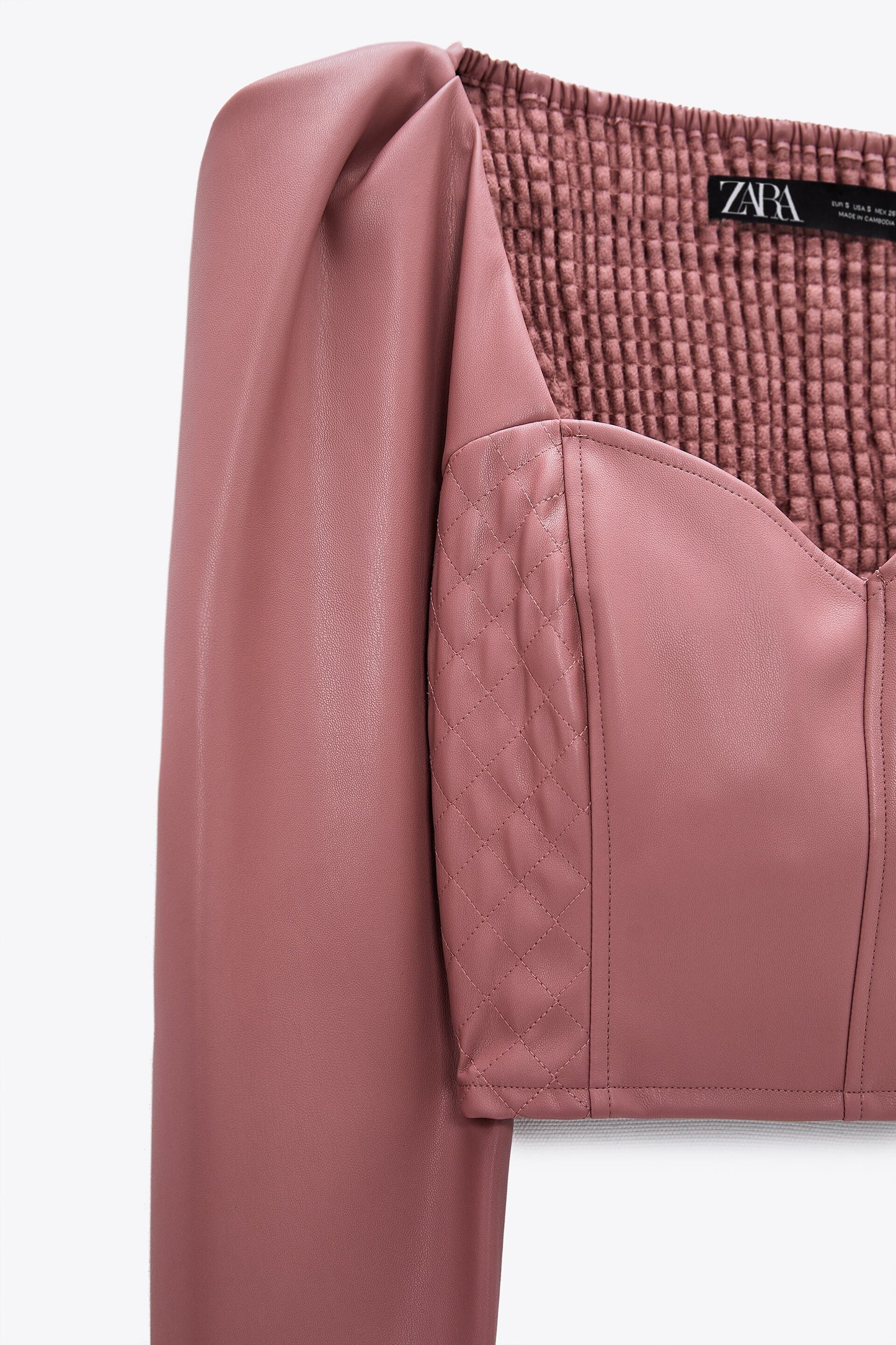 Zara faux leather crop top sz M.