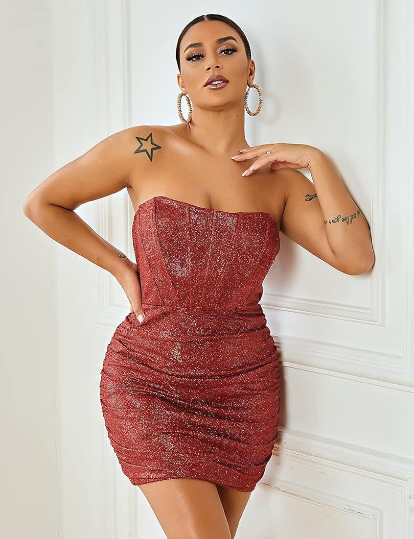NWOT! Junova glitter corset dress in red sz M