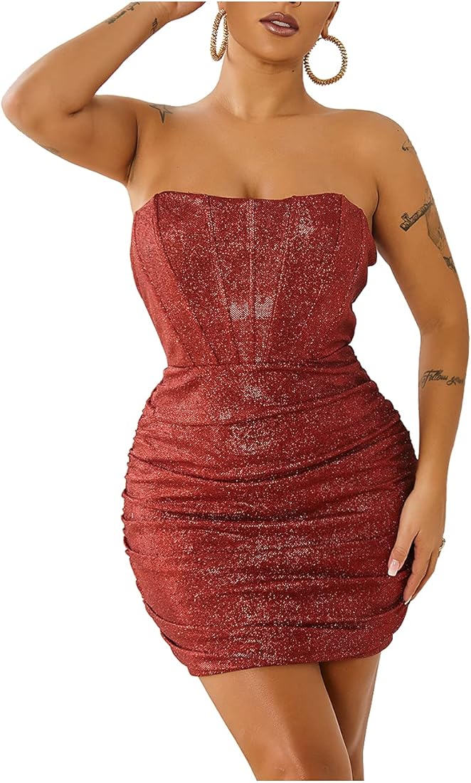NWOT! Junova glitter corset dress in red sz M