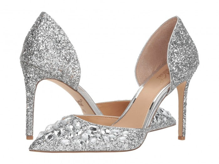 Badgley Mischka Jewel encrusted glitter "Upton Pumps" sz 9 (fit a little big)
