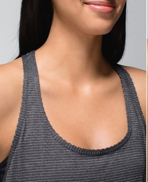 Lululemon 105 F Singlet Heathered Black Laser Cut sz 6
