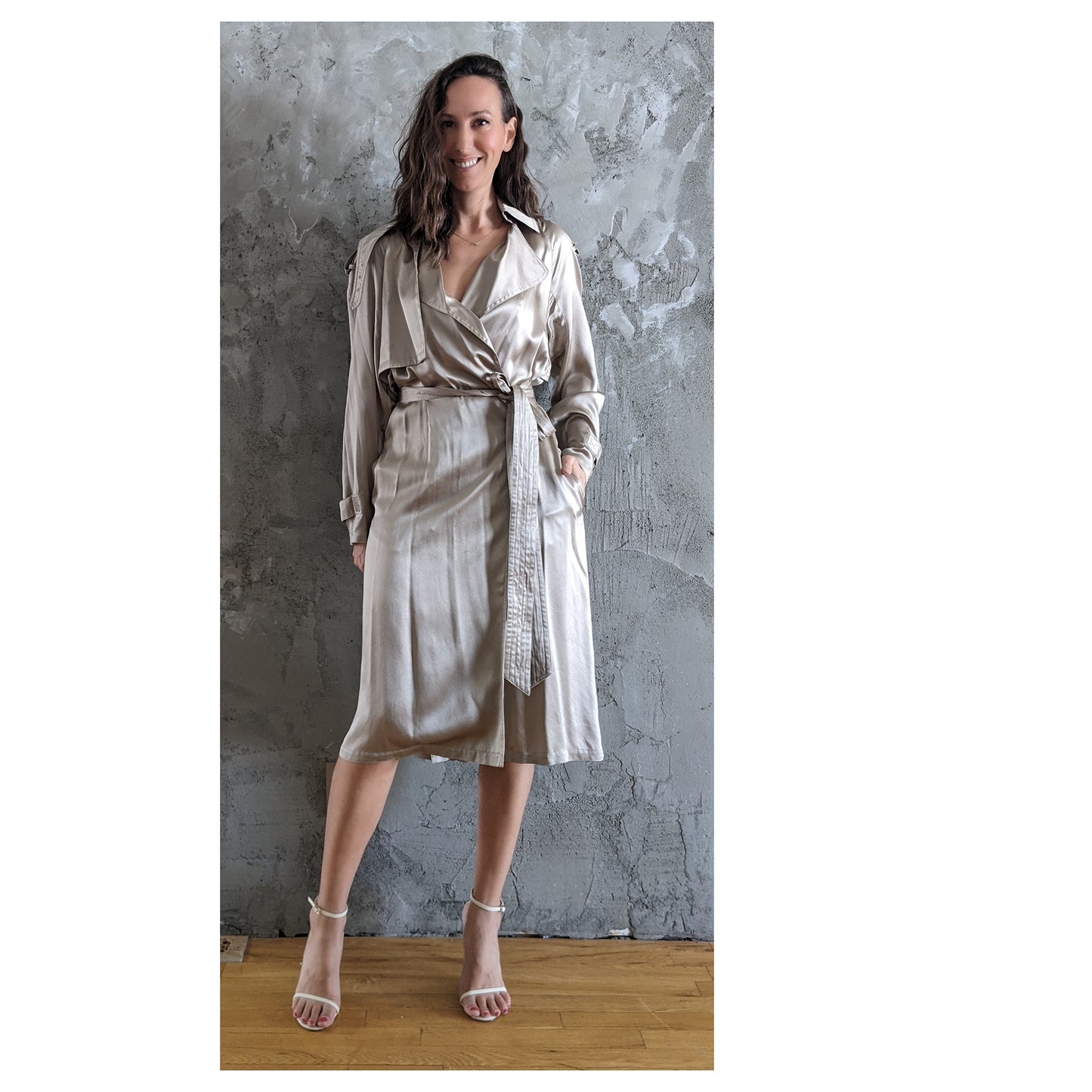 Designer! Krisvanassche trench style silk wrap dress size 40. (Wrap style very flexible for fit!)