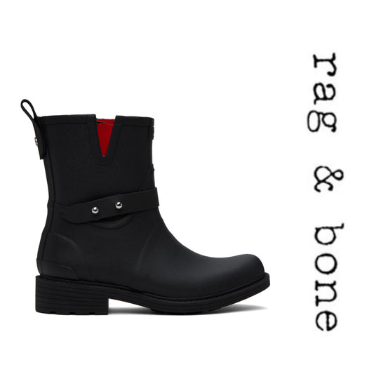 RAG & BONE Black Moto Rain Boots sz 36. Worn once!!