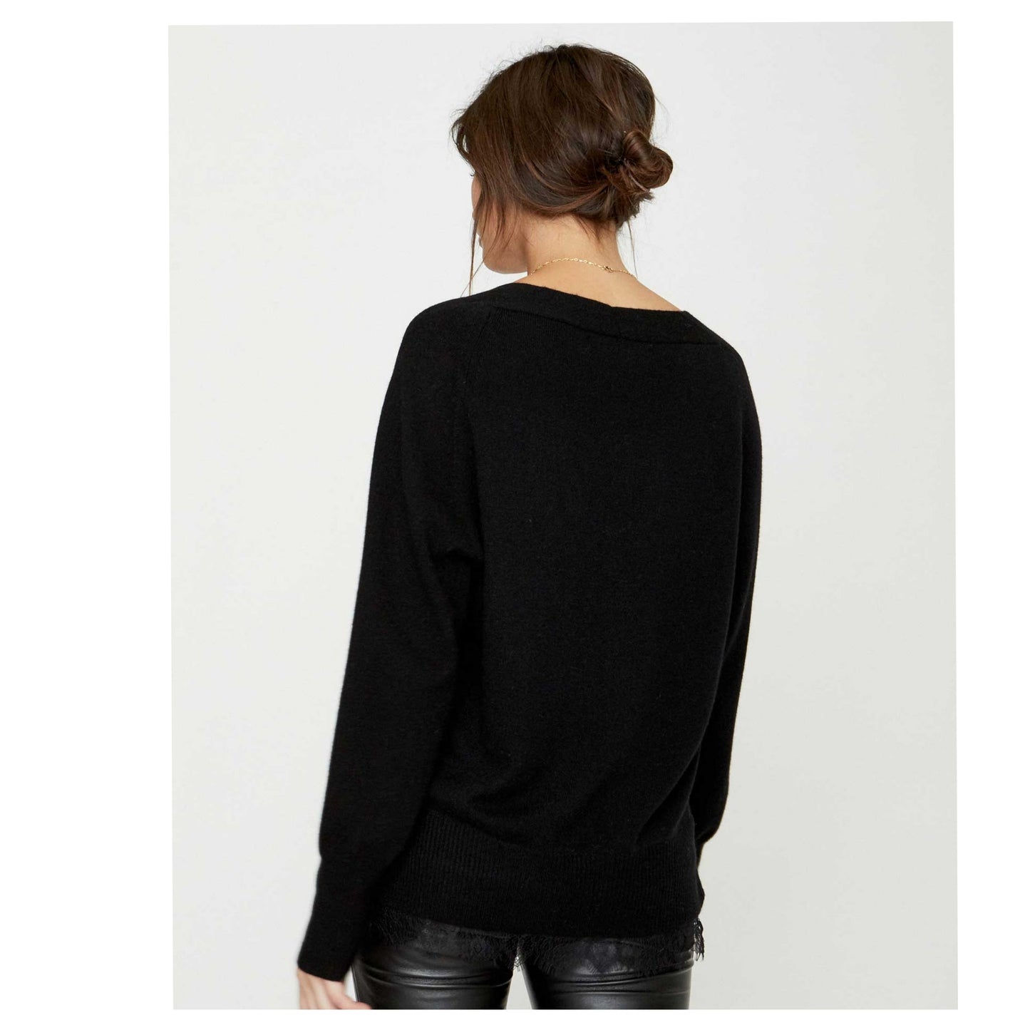 BROCHU WALKER "The Lace Vee Looker cashmere blend Pullover" sz S