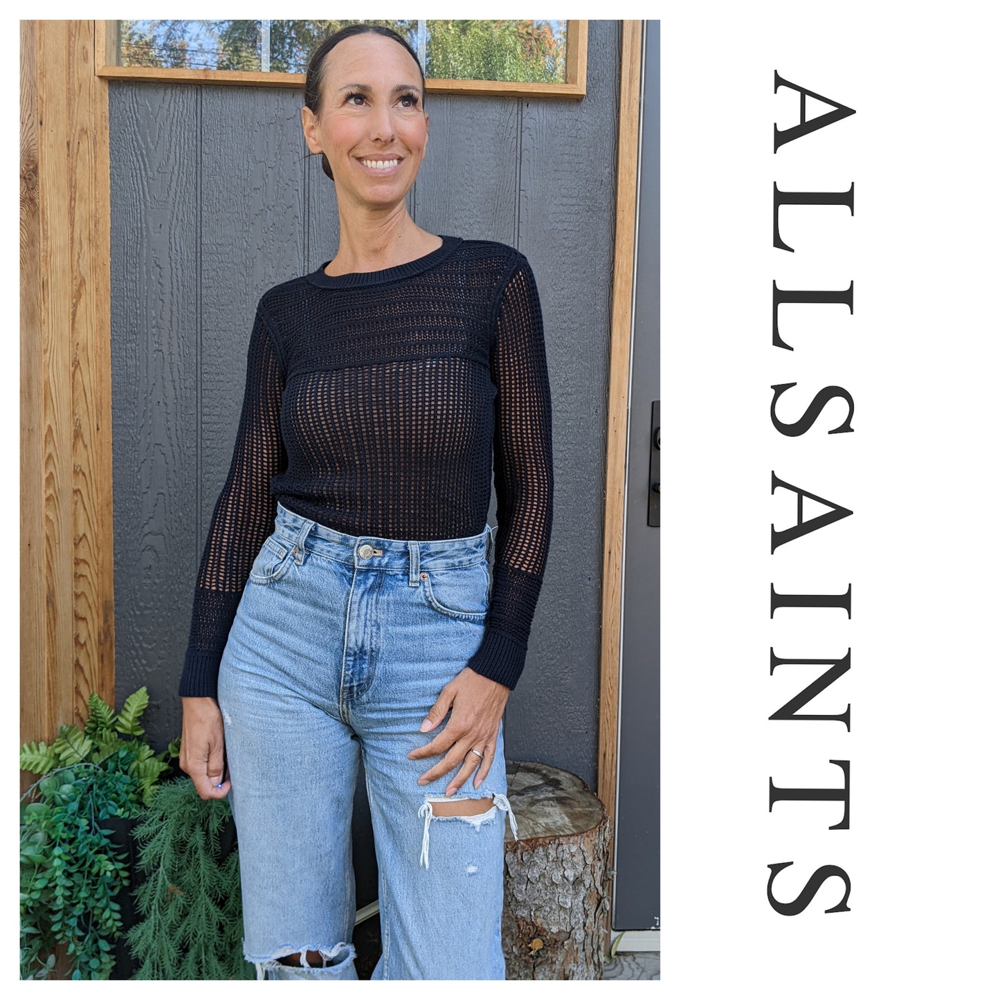 All Saints open knit sweater sz XS