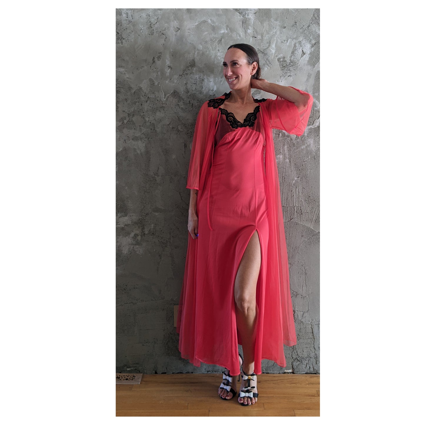 Vintage Cahill nightgown AND housecoat sz S