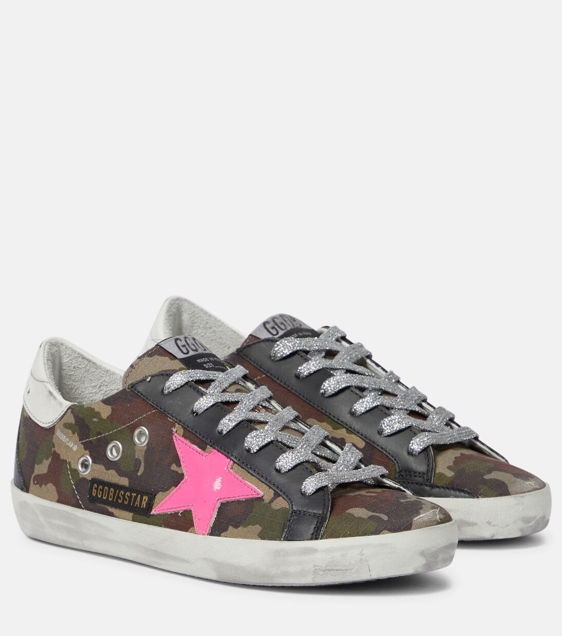 GOLDEN GOOSE Super-Star leather-trimmed camouflage sneakers sz 35