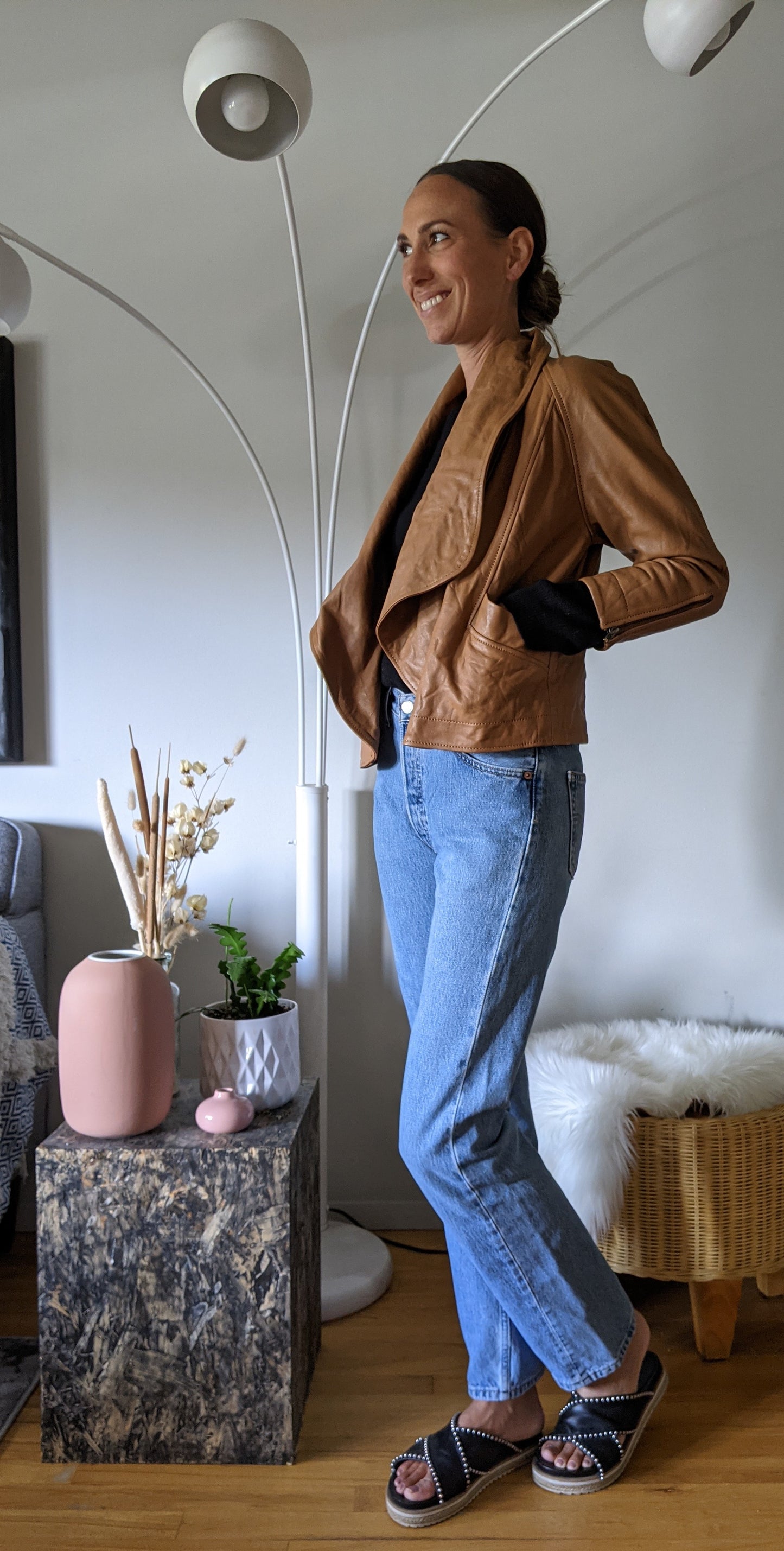 French Connection genuine leather jacket sz 2