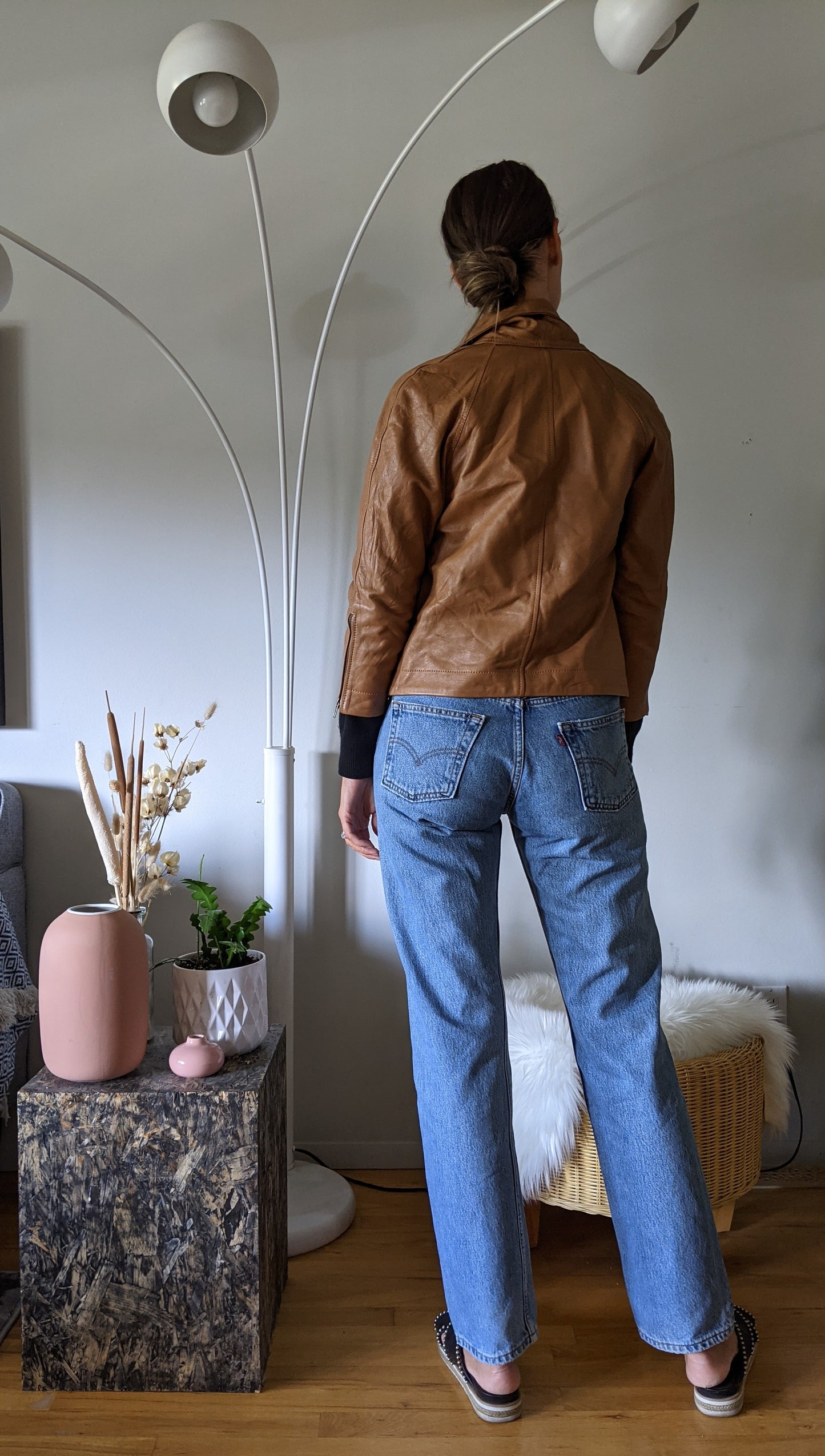 French Connection genuine leather jacket sz 2
