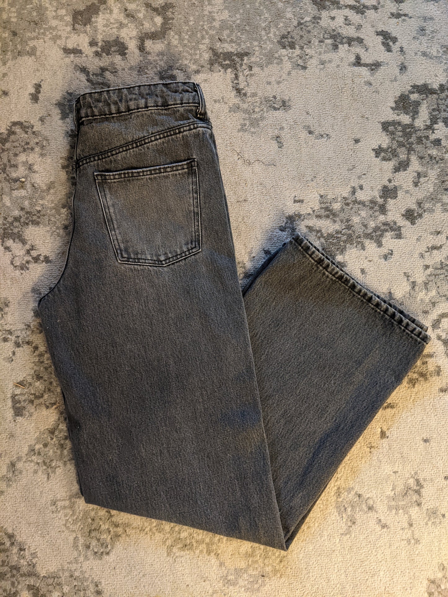Zara high rise wide leg washed black jeans sz 10