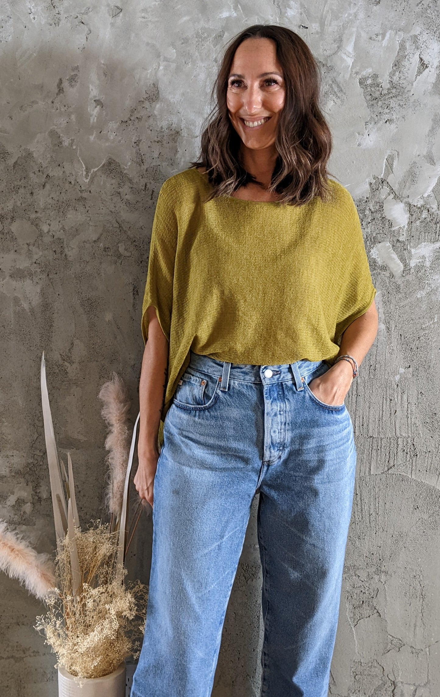 Eileen Fisher Green light knit sweater size M.