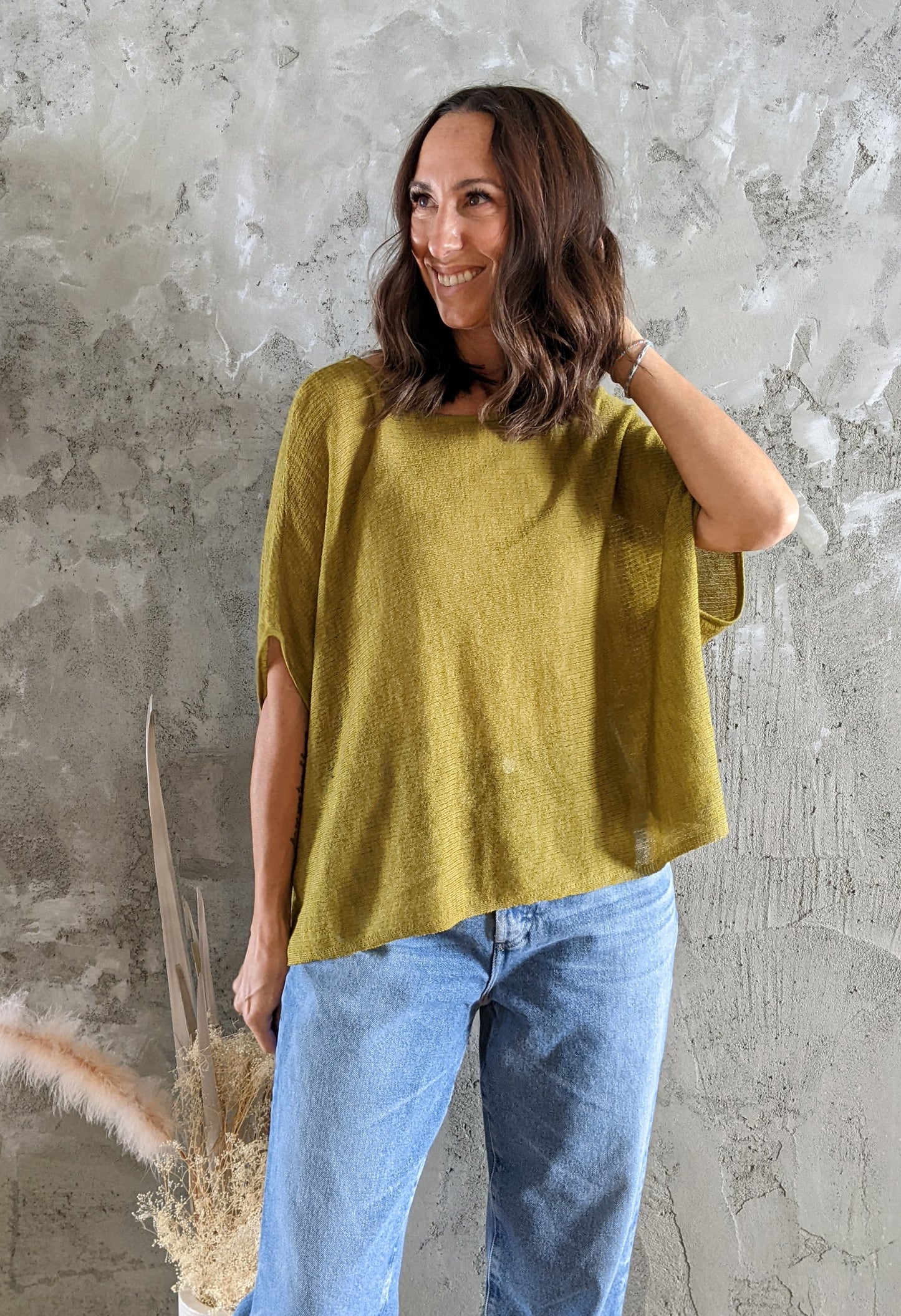 Eileen Fisher Green light knit sweater size M.
