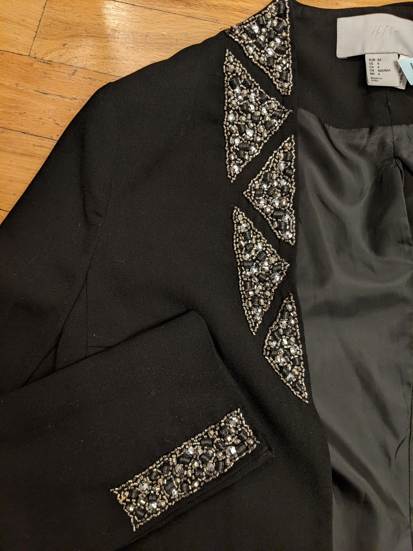 H & M Beaded Open Jacket sz 4