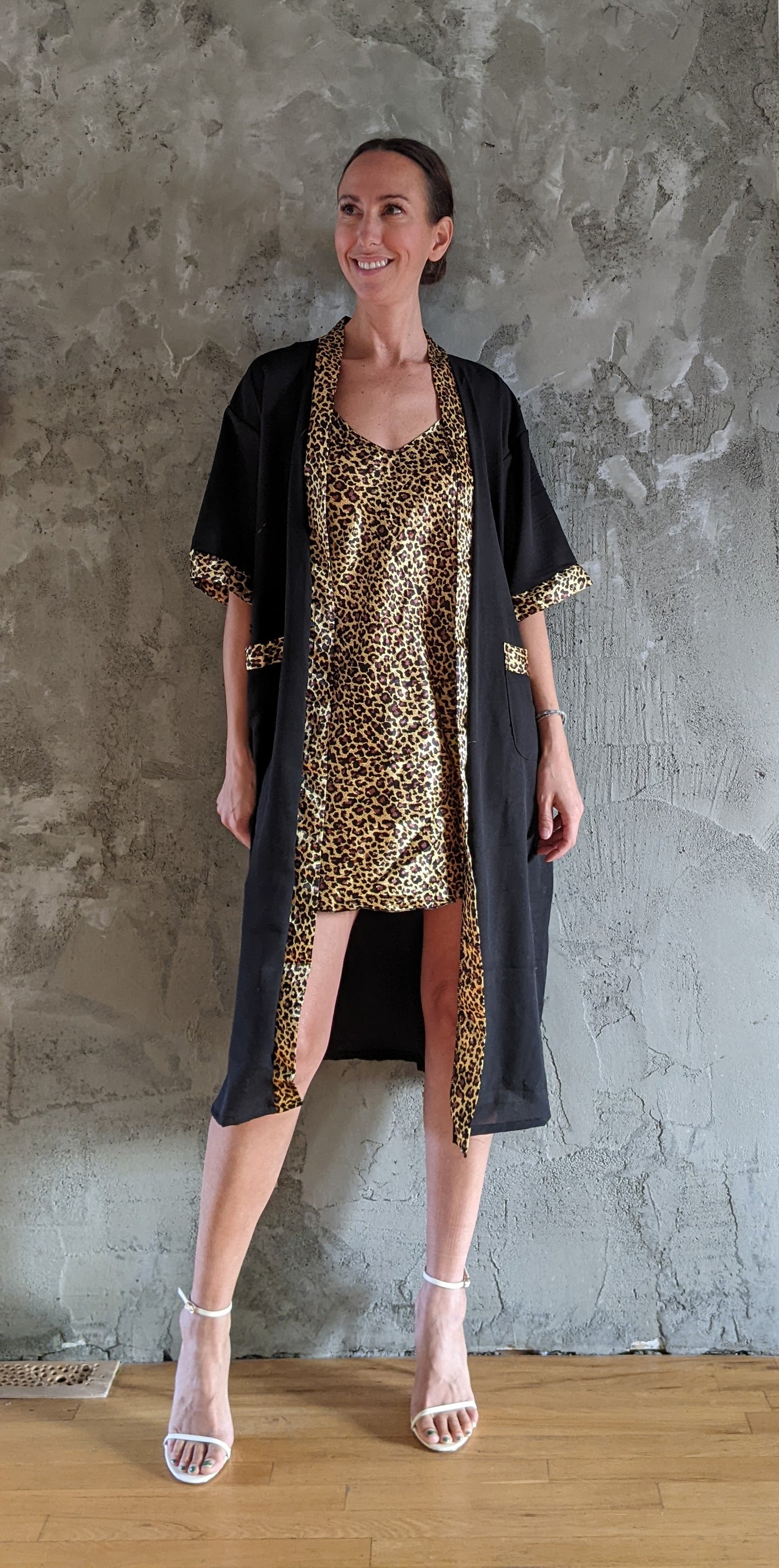 NWT! Matching camisole pajama dress and robe size M.