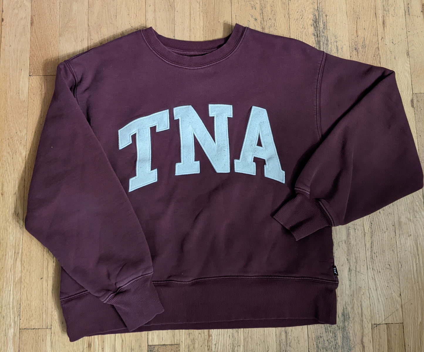 TNA burgundy logo sweater sz 1 (fits XS-M)