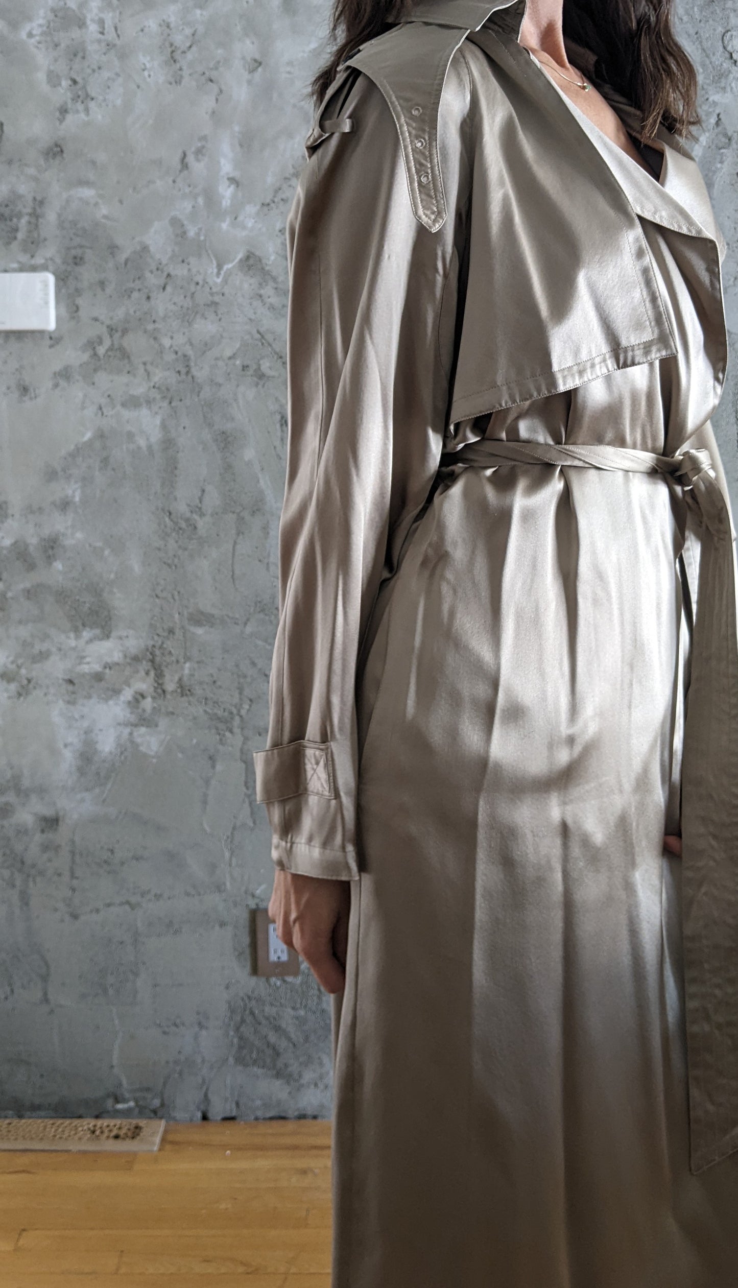 Designer! Krisvanassche trench style silk wrap dress size 40. (Wrap style very flexible for fit!)