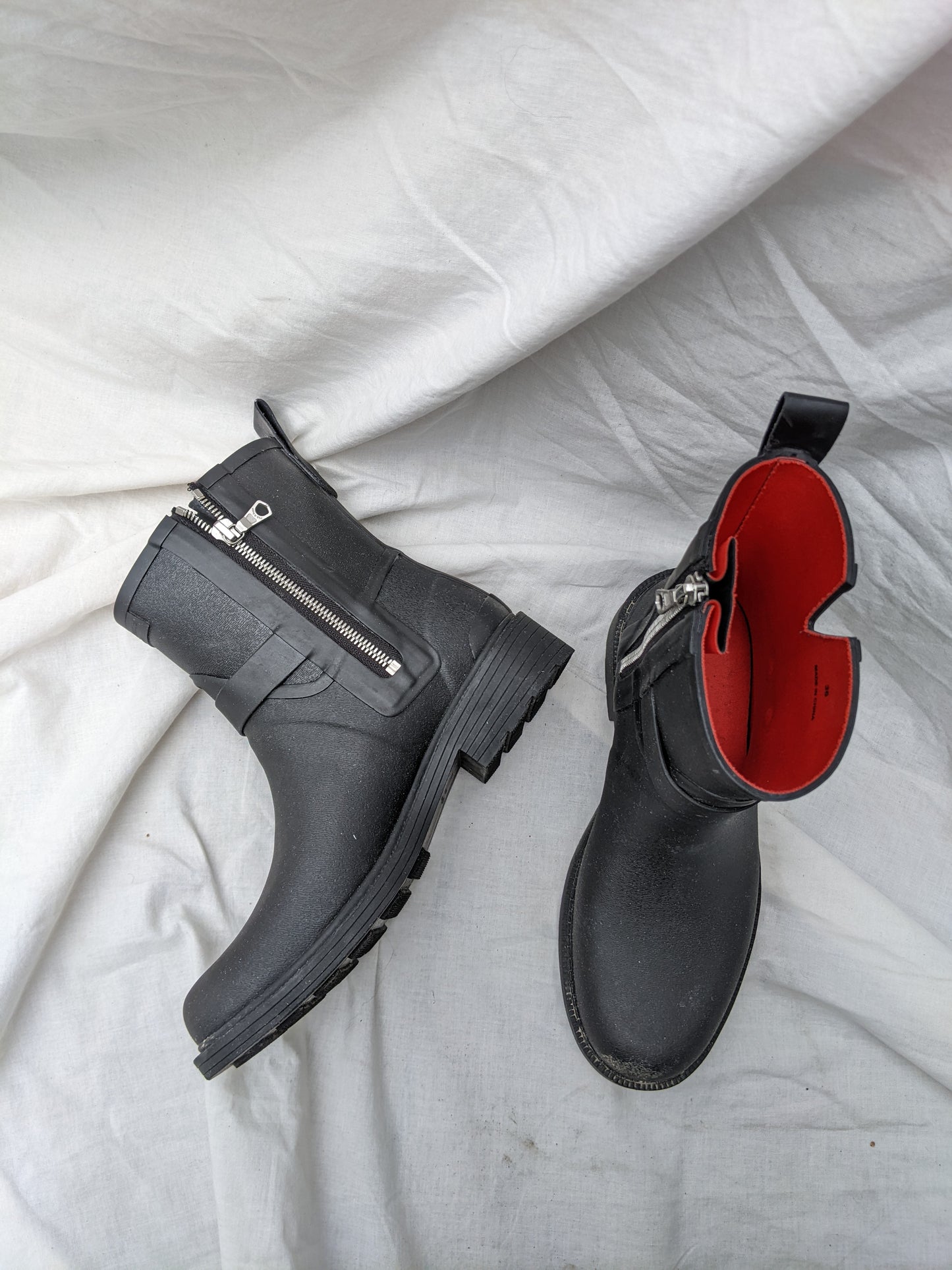 RAG & BONE Black Moto Rain Boots sz 36. Worn once!!