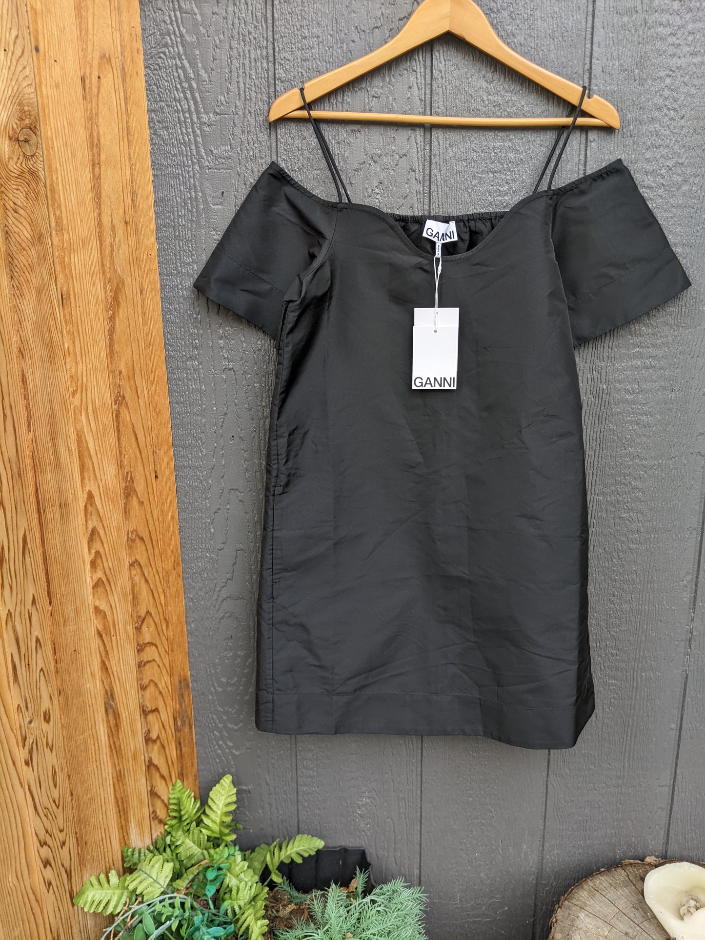 NWT! GANNI
Black Straight Neck Minidress sz 36 (fits M)