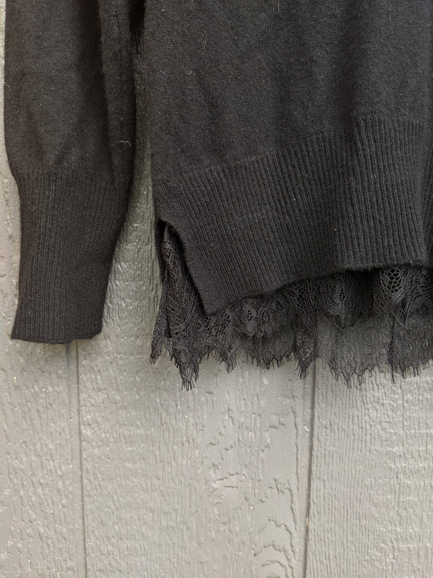 BROCHU WALKER "The Lace Vee Looker cashmere blend Pullover" sz S