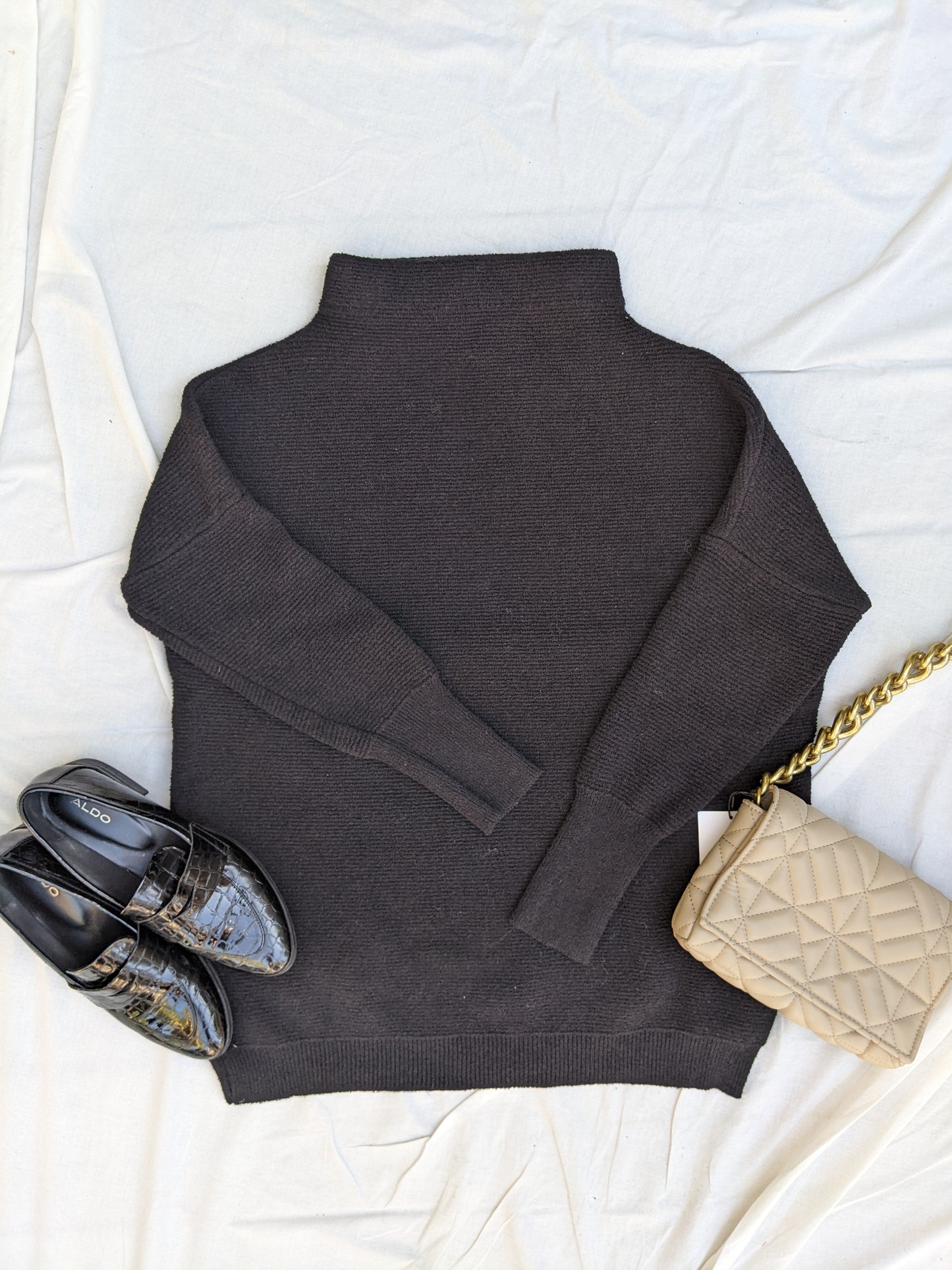 Devoted black ottoman ribbed slouchy sweater sz S