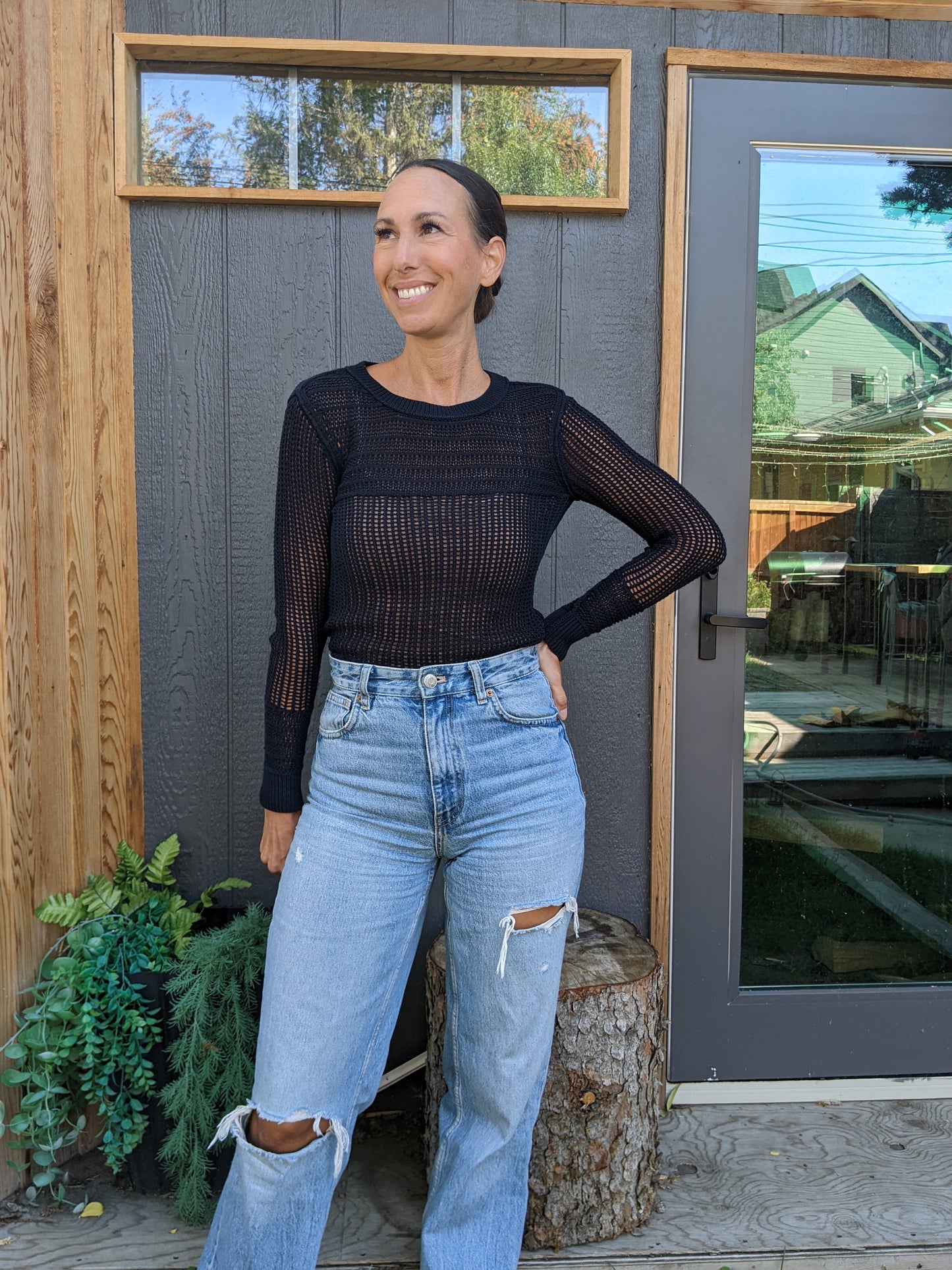 All Saints open knit sweater sz XS
