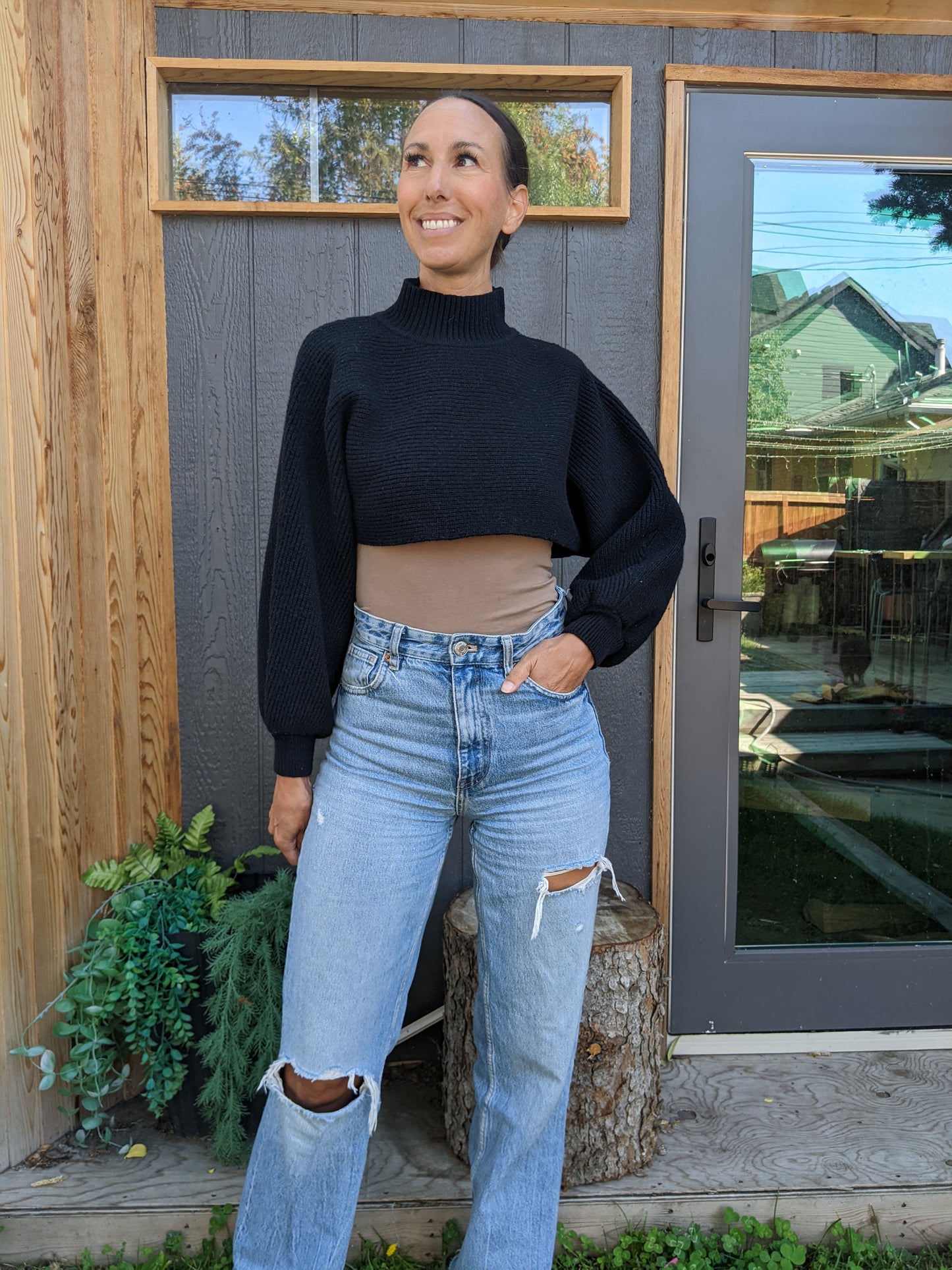 No tags. Flexible fit crop sweater