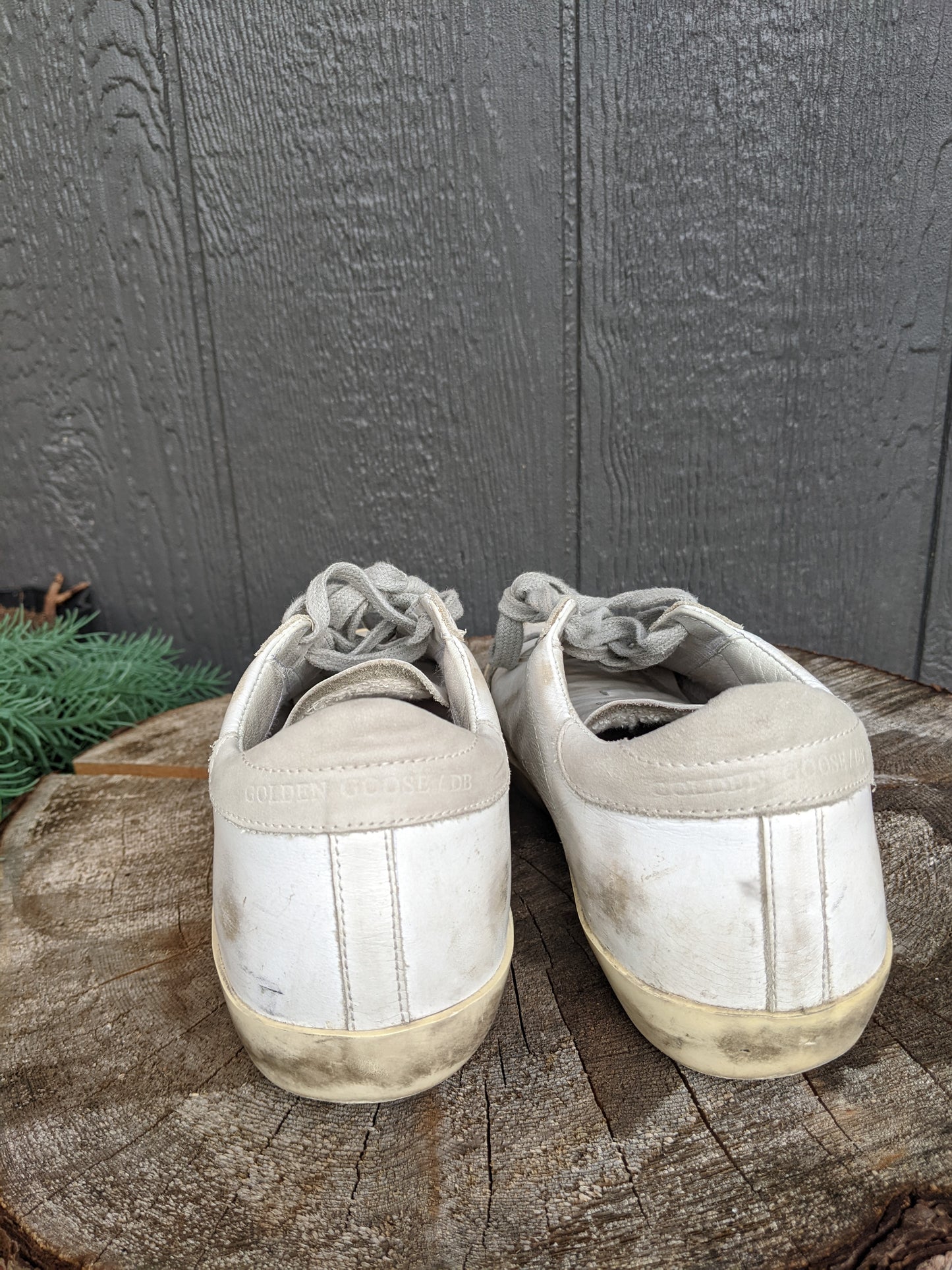 GOLDEN GOOSE White/Gray Leather Suede Superstar Lowtop Sneakers Sz 36