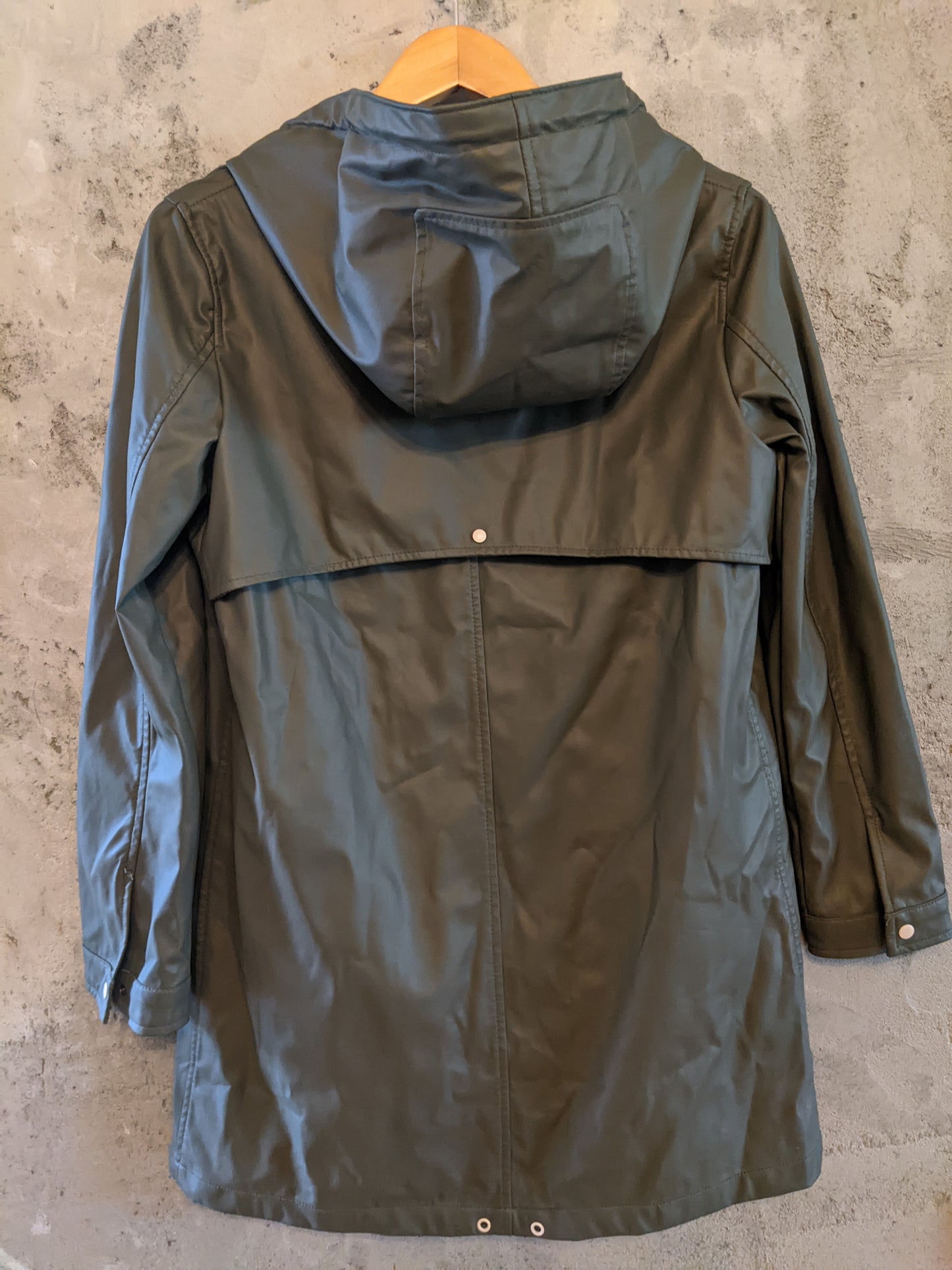 Zara olive green trench style rain jacket sz XS