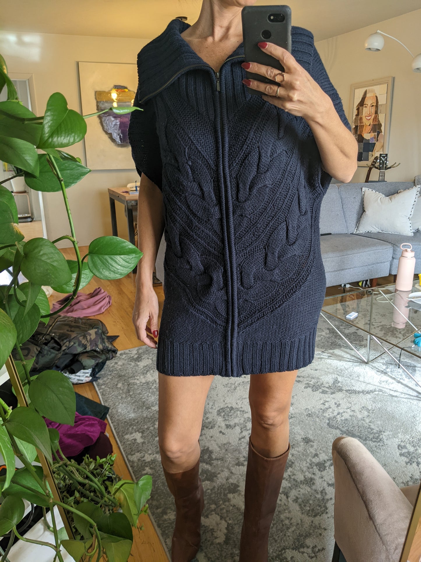 TIGER OF SWEDEN Ina navy zip front vest/dress. Fits XS-M
