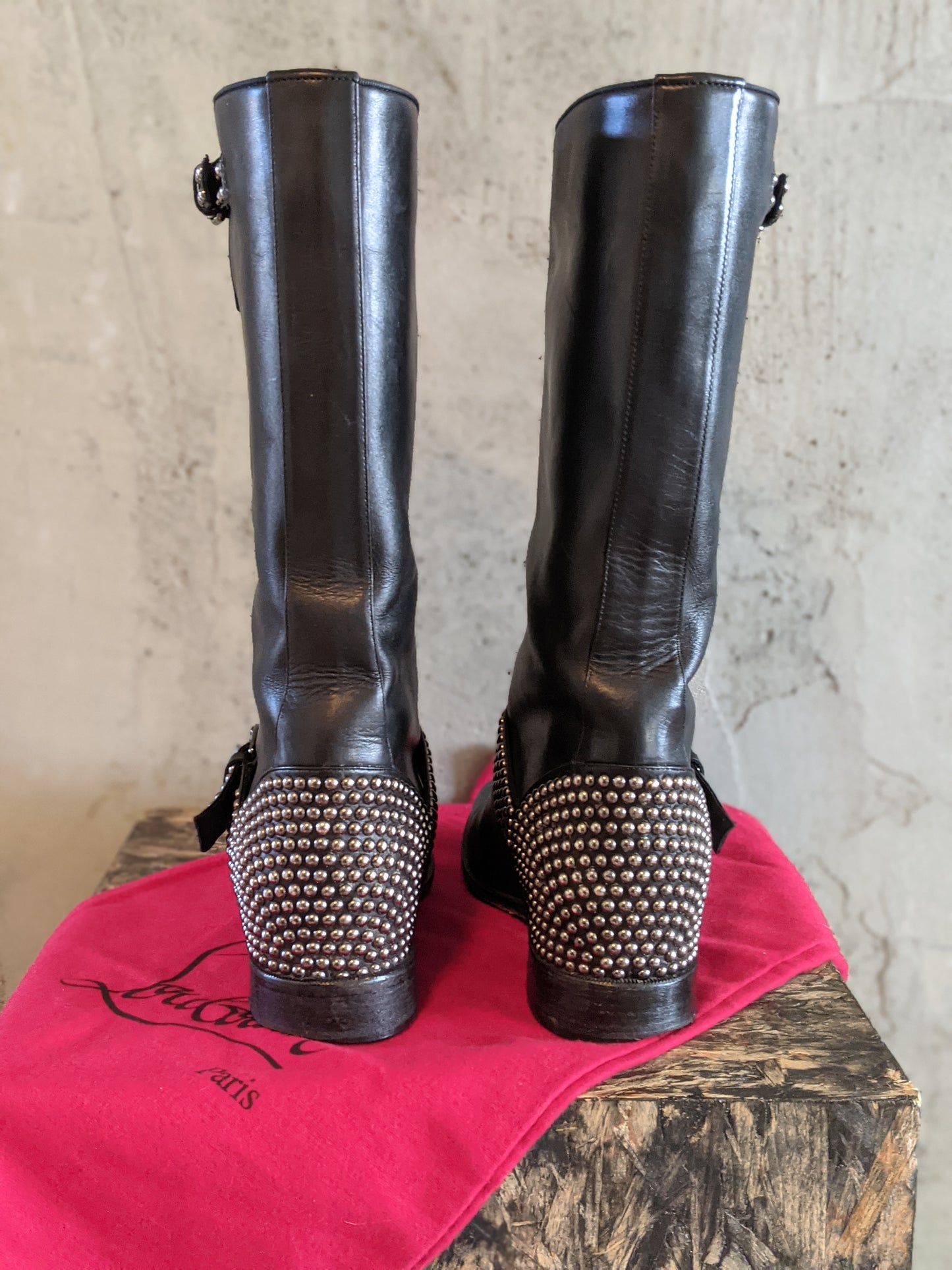 Christian Louboutin studded moto boots sz 40.