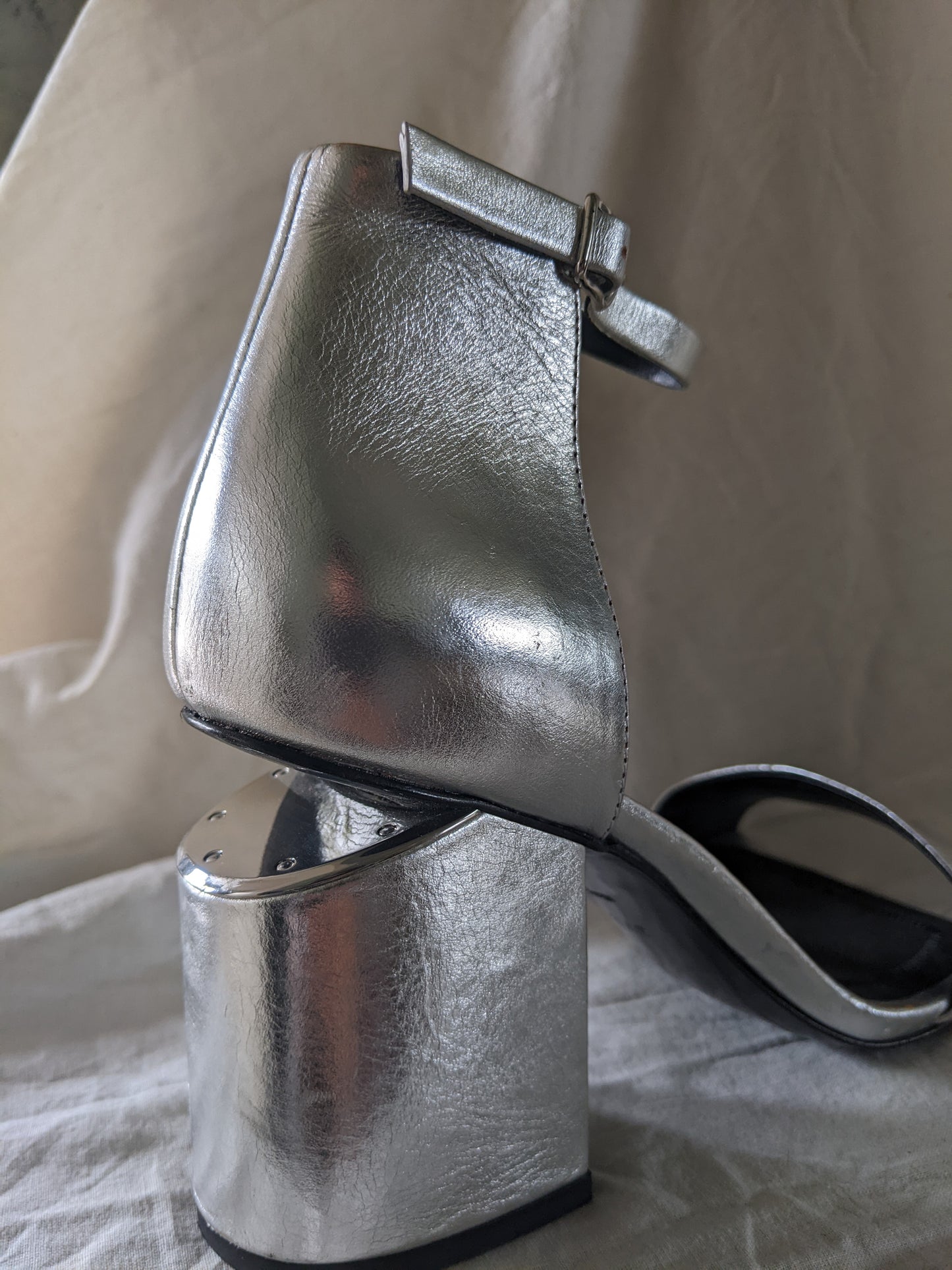 Alexander Wang metallic Abby Cut Out heeled Sandals sz 37.5