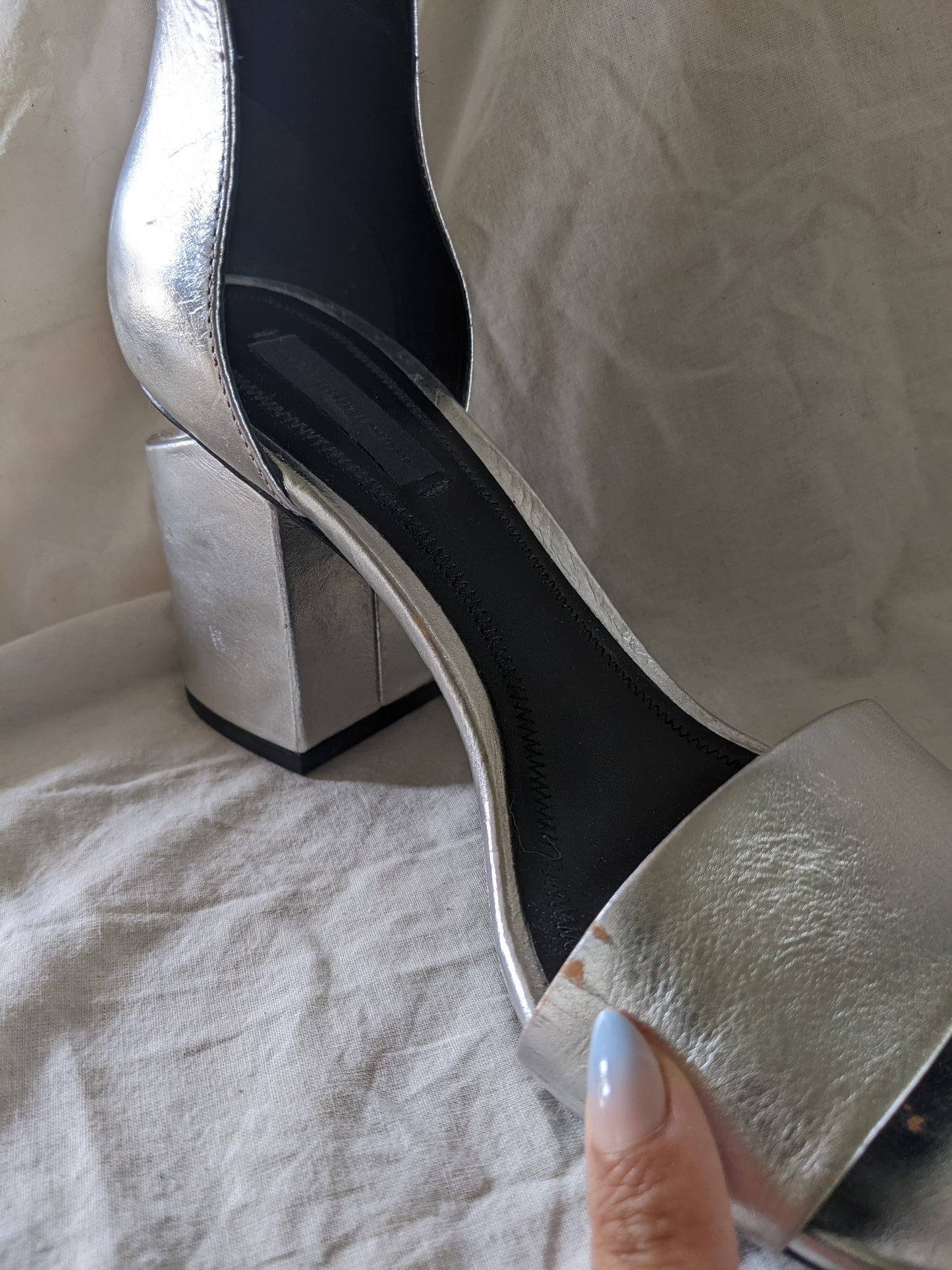 Alexander Wang metallic Abby Cut Out heeled Sandals sz 37.5