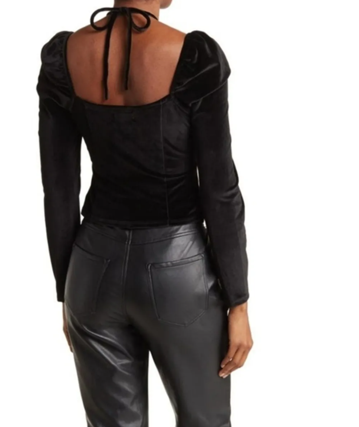 Torn By Ronny Kobo "Petra Long Sleeve Cutout Velvet Crop Top" sz XS