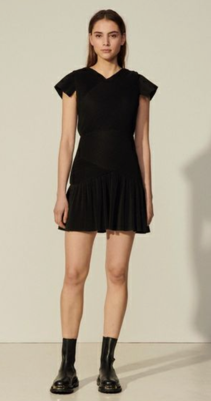 New with tags! SANDRO Odette pleated woven mini dress sz Fr38 (Med)
