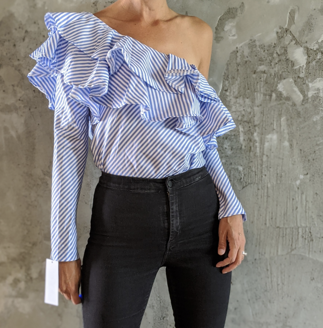 NWT!! Goodnight Macaroon striped ruffle top sz S