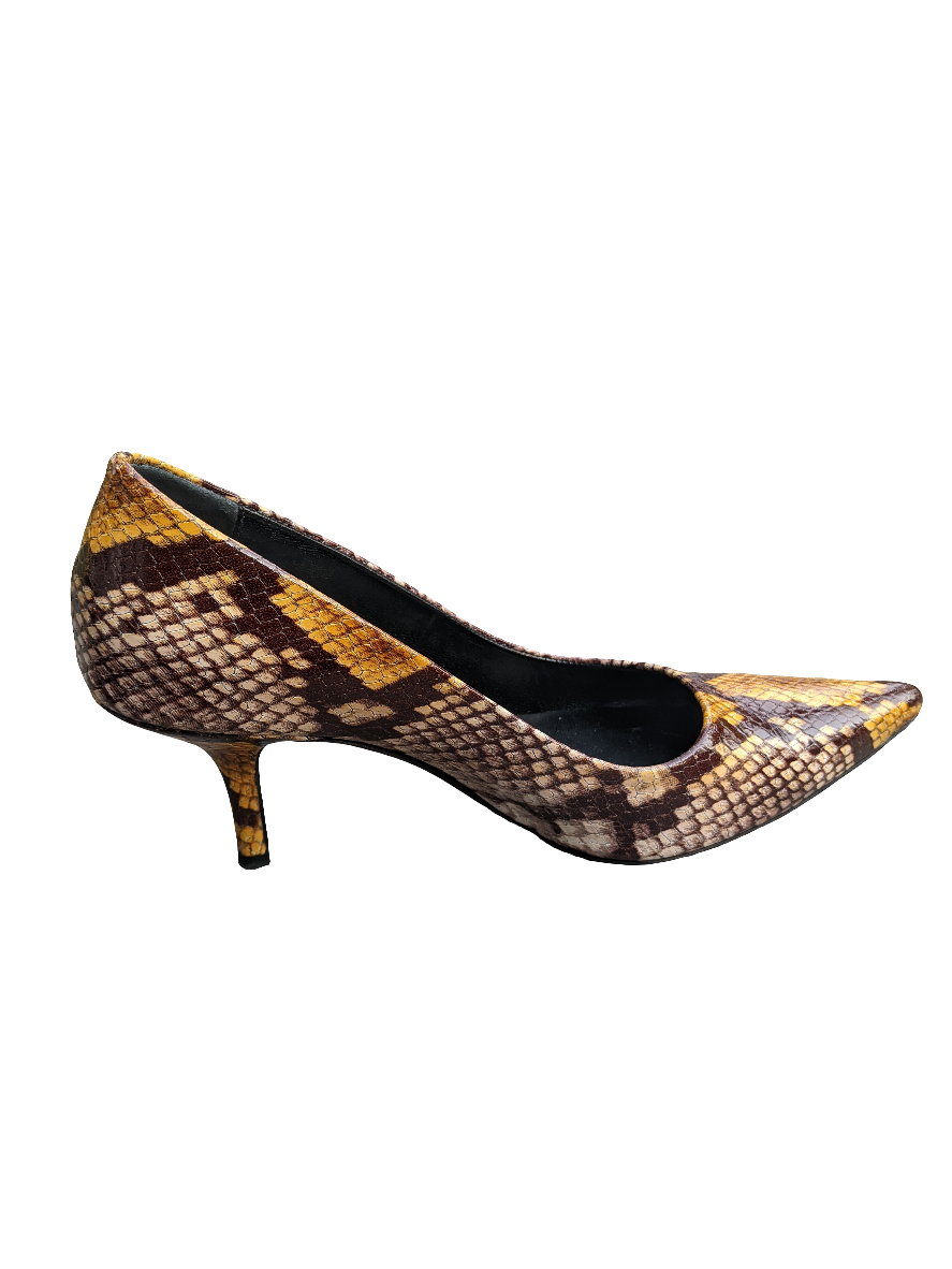 ANINE BING Devon Pumps Leather Python Snakeskin Heels sz 37 (7)