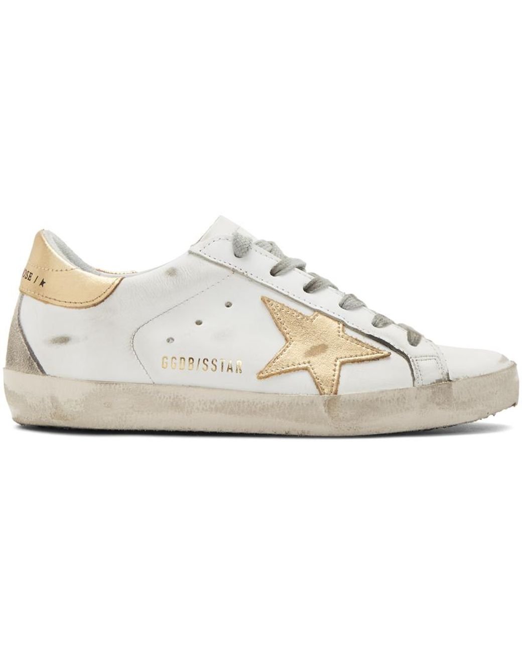 GOLDEN GOOSE Superstar white and gold sneakers sz 36.