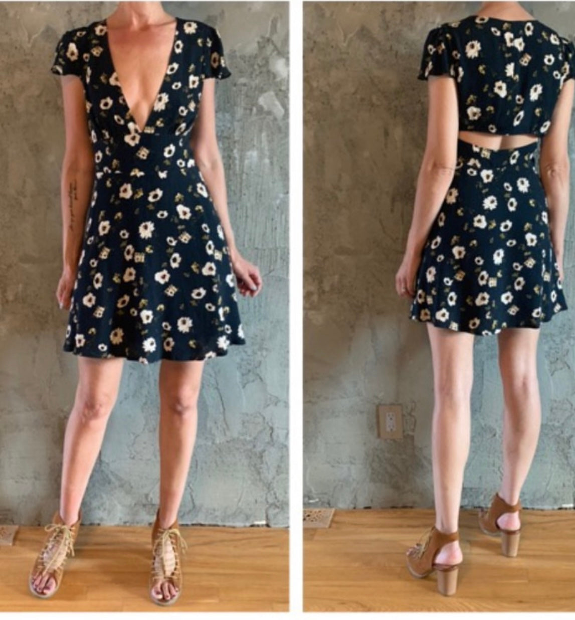 Aritzia Sunday best deep plunge dress sz 10 (clipped to show proper fit)