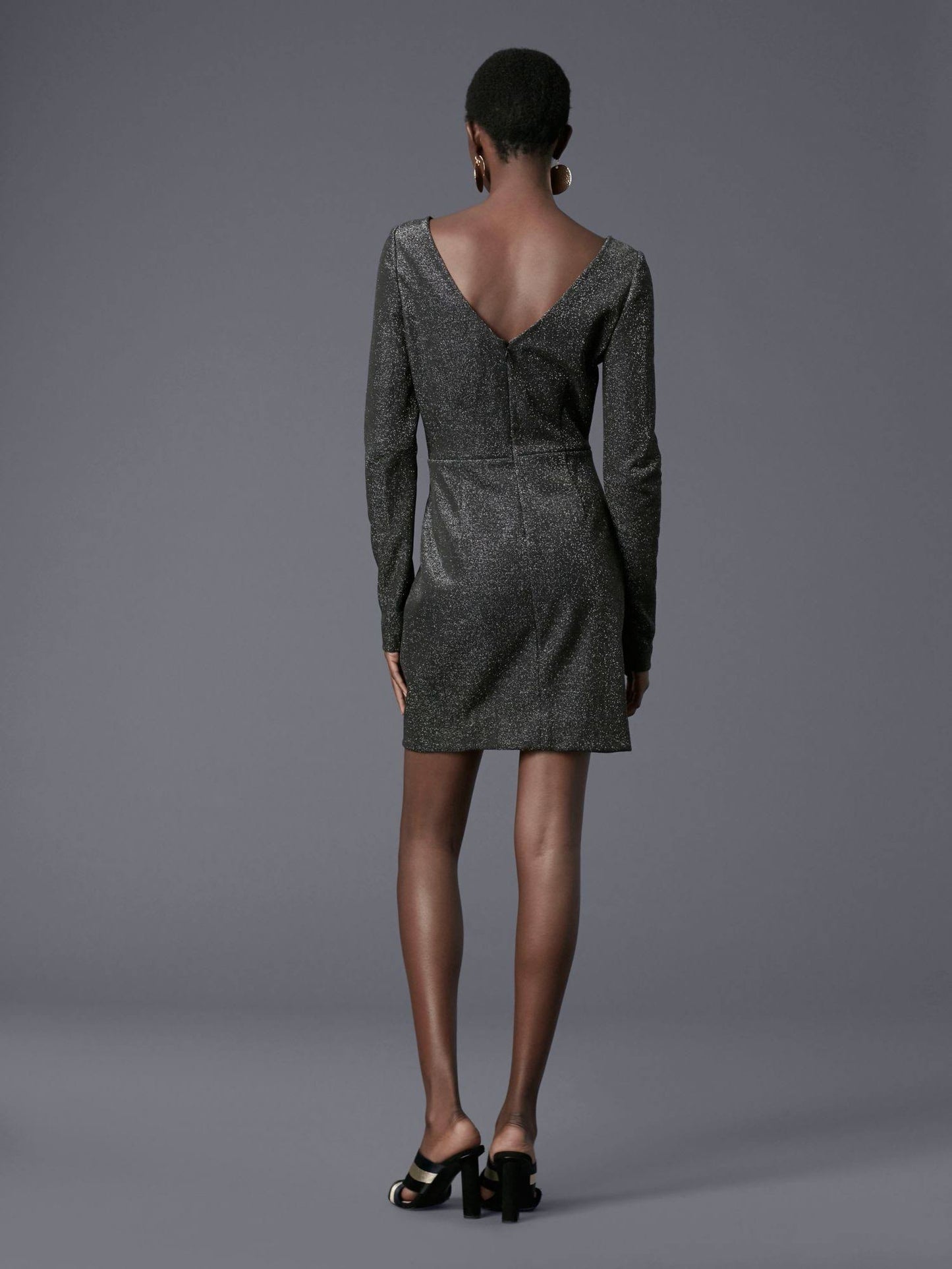 Diane Von Furstenberg metallic mini dress sz 4
