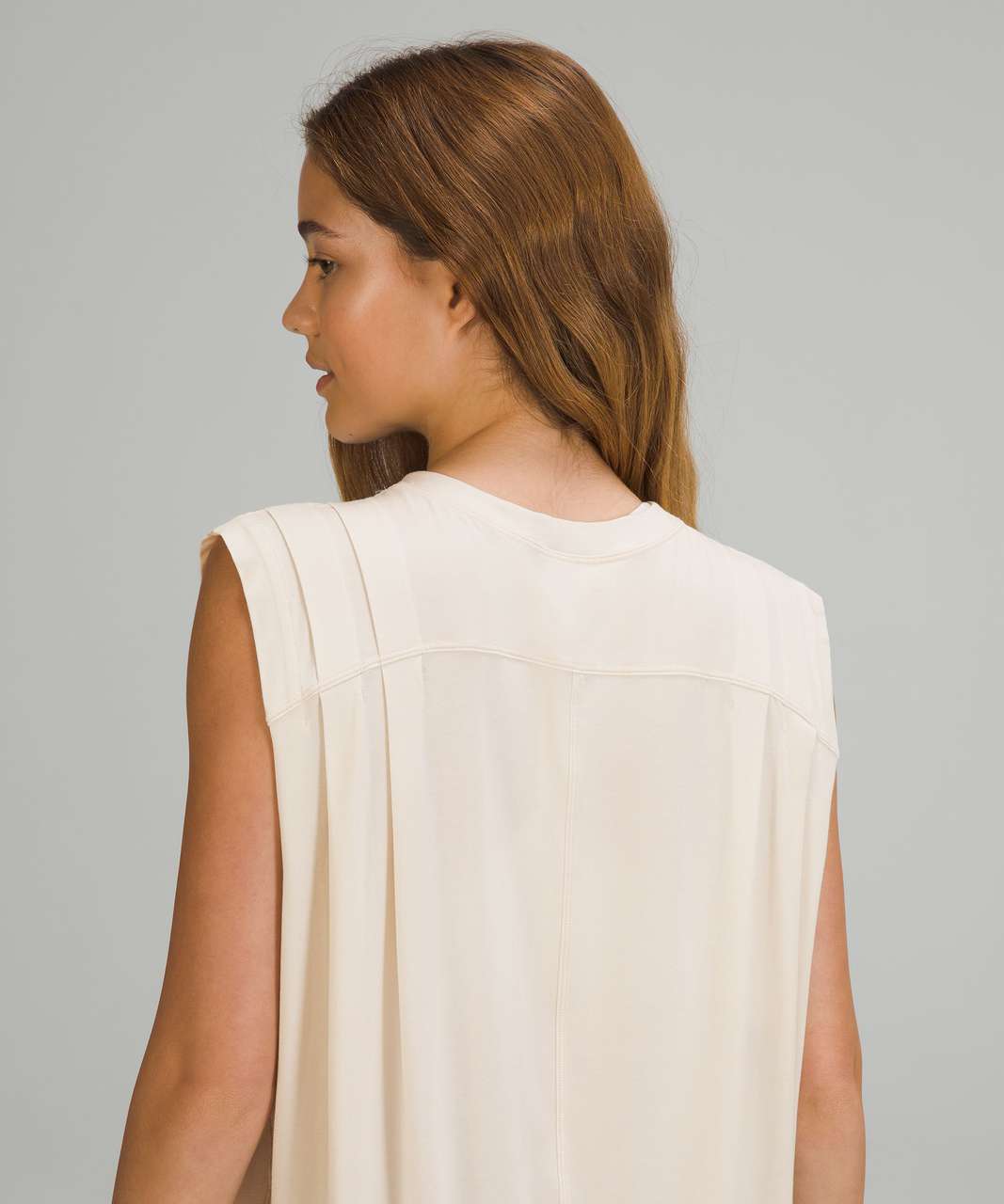 Lululemon Modal Pleated Shoulder Tank Top White Opal sz Lrg
