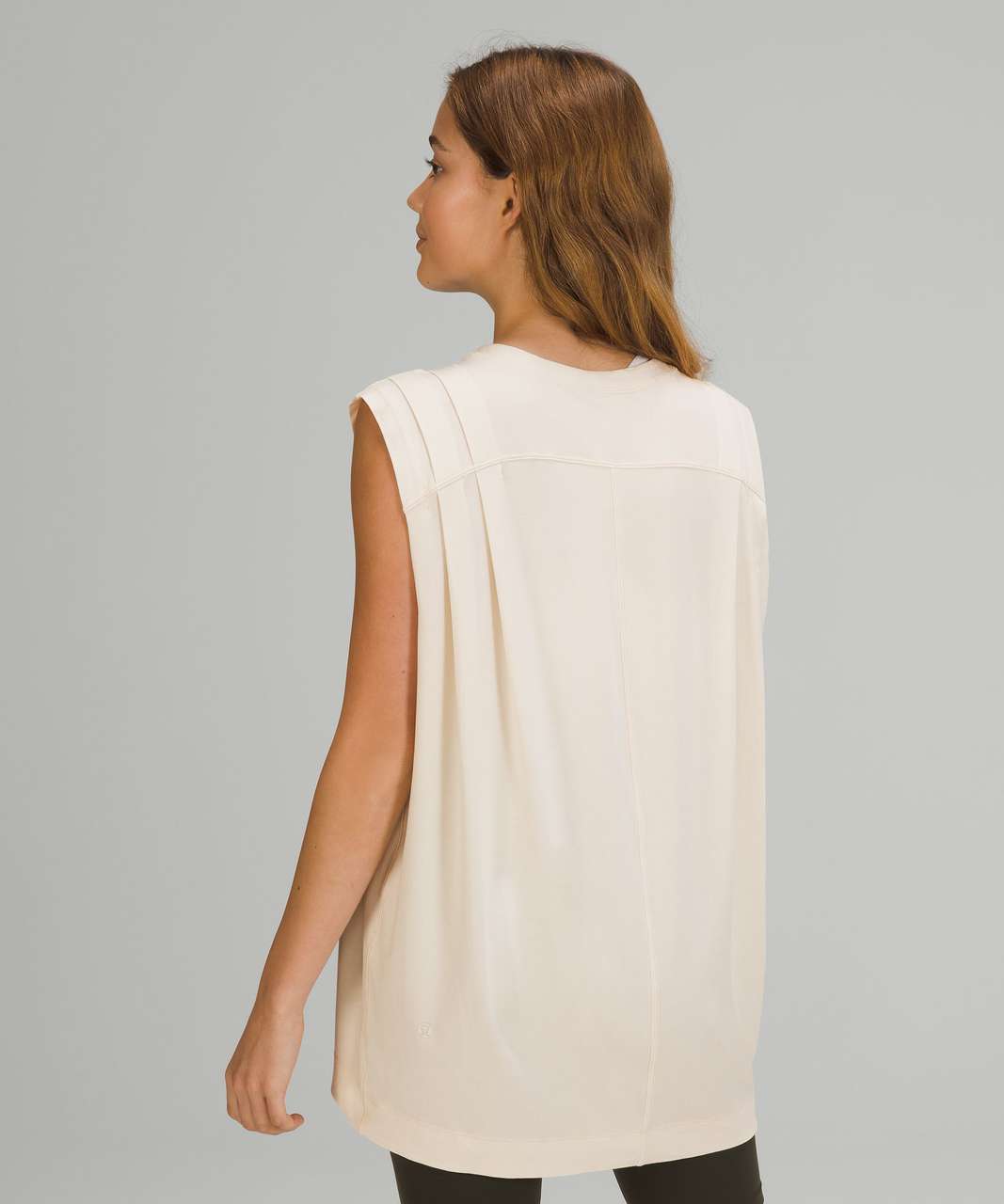 Lululemon Modal Pleated Shoulder Tank Top White Opal sz Lrg