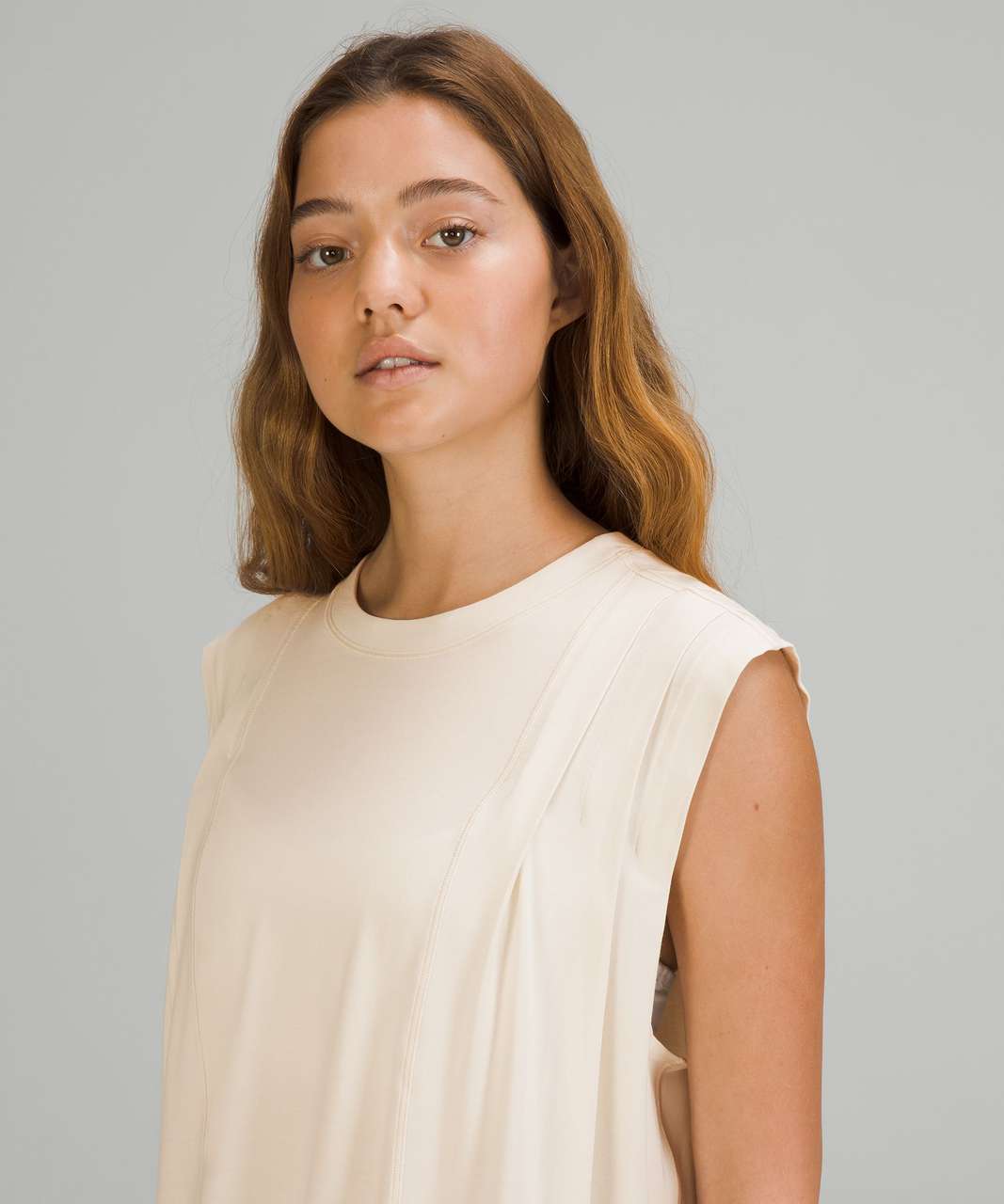 Lululemon Modal Pleated Shoulder Tank Top White Opal sz Lrg