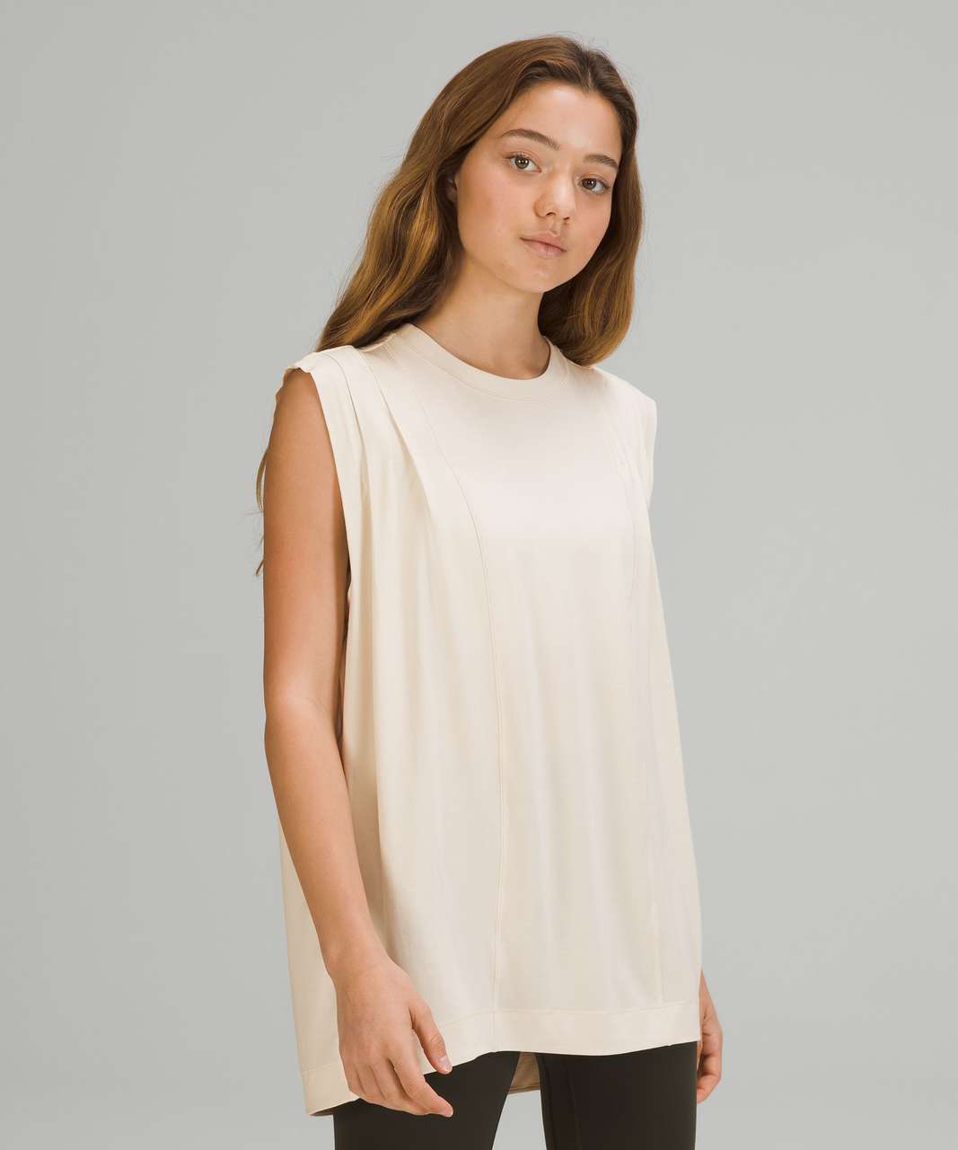 Lululemon Modal Pleated Shoulder Tank Top White Opal sz Lrg