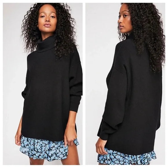 Free People "Softly Structured Tunic" black sz XS (fits up to Lrg)