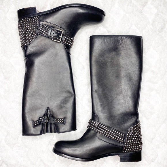 Christian Louboutin studded moto boots sz 40.