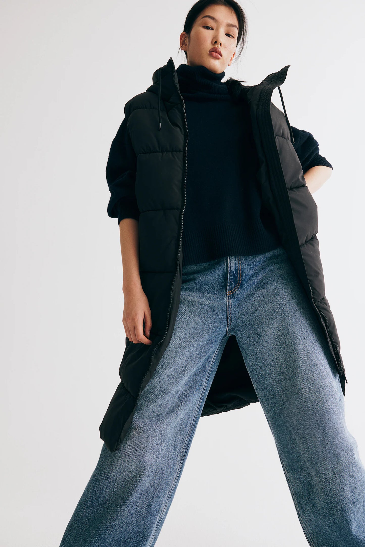 H&M hooded puffer vest sz S (fits S/M)
