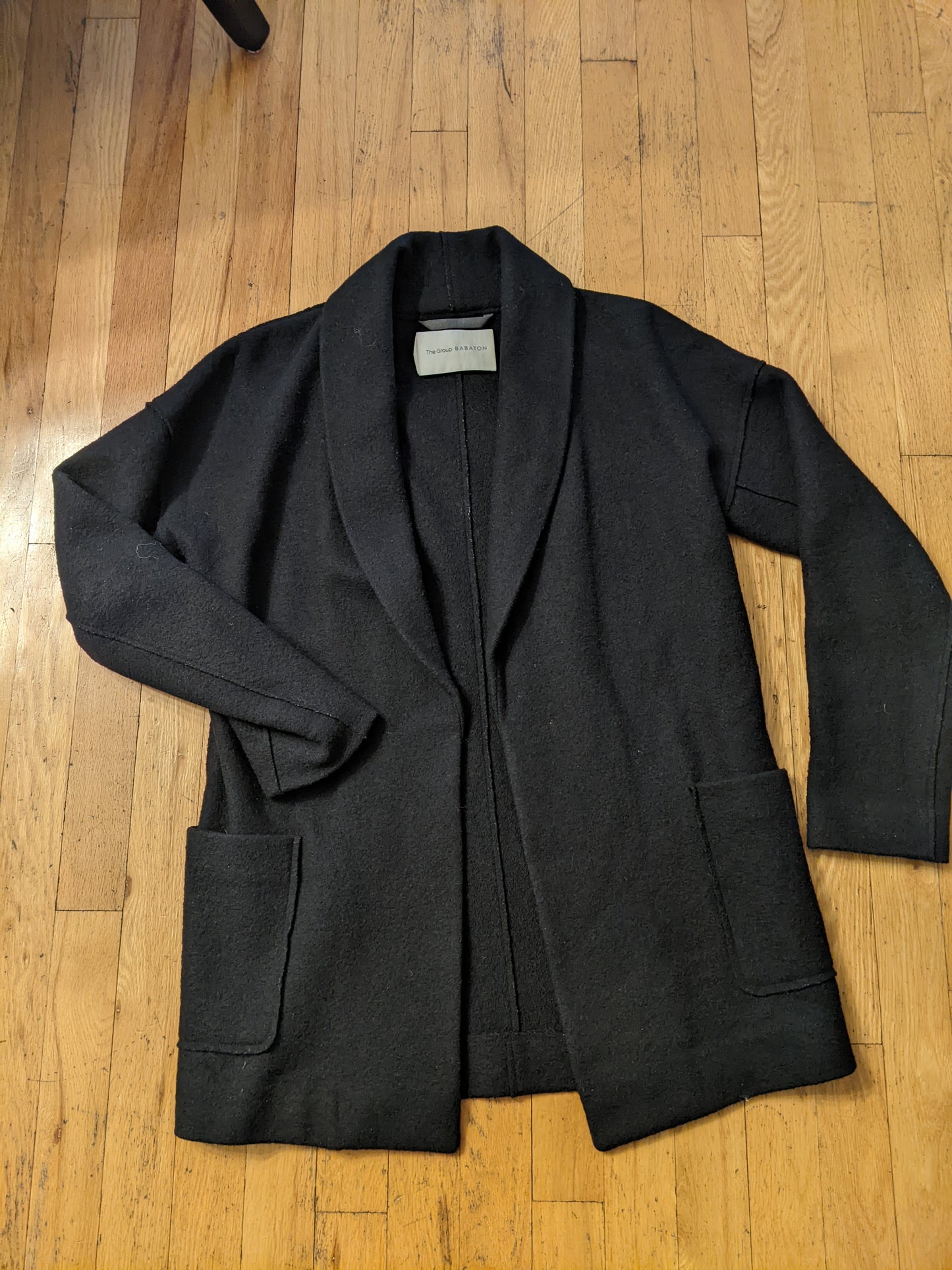 Group Babaton "Elongated Merino Wool Shawl Jacket" sz XS (relaxed)