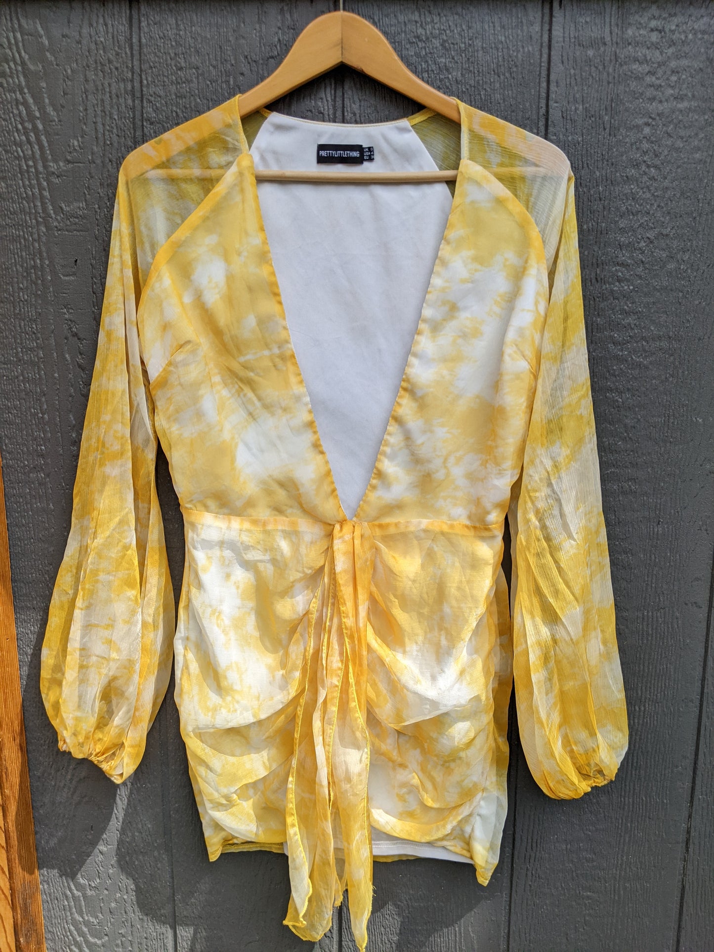 Pretty Little Thing "Chartreuse Chiffon Dress" sz 4
